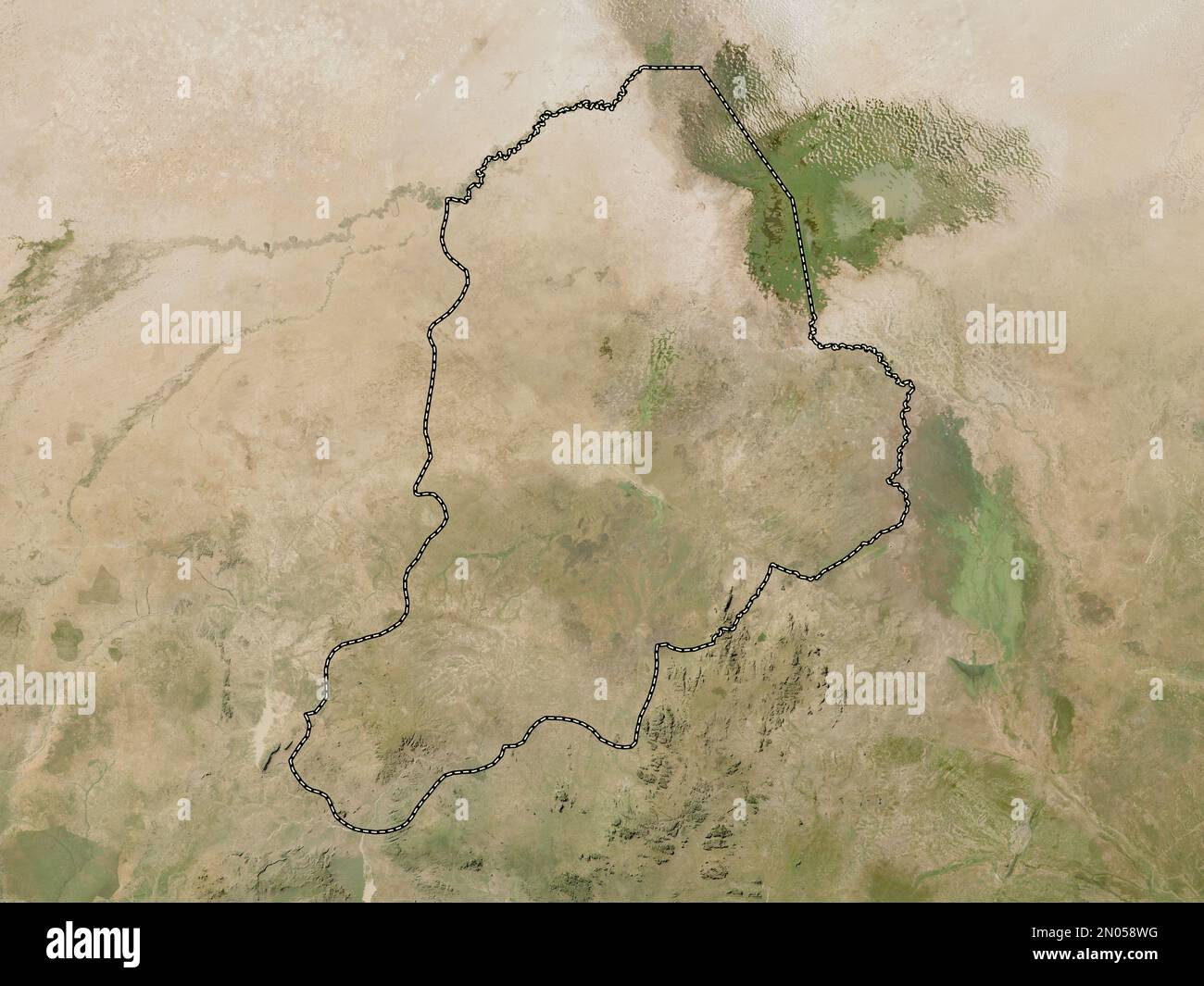 Borno, state of Nigeria. Low resolution satellite map Stock Photo