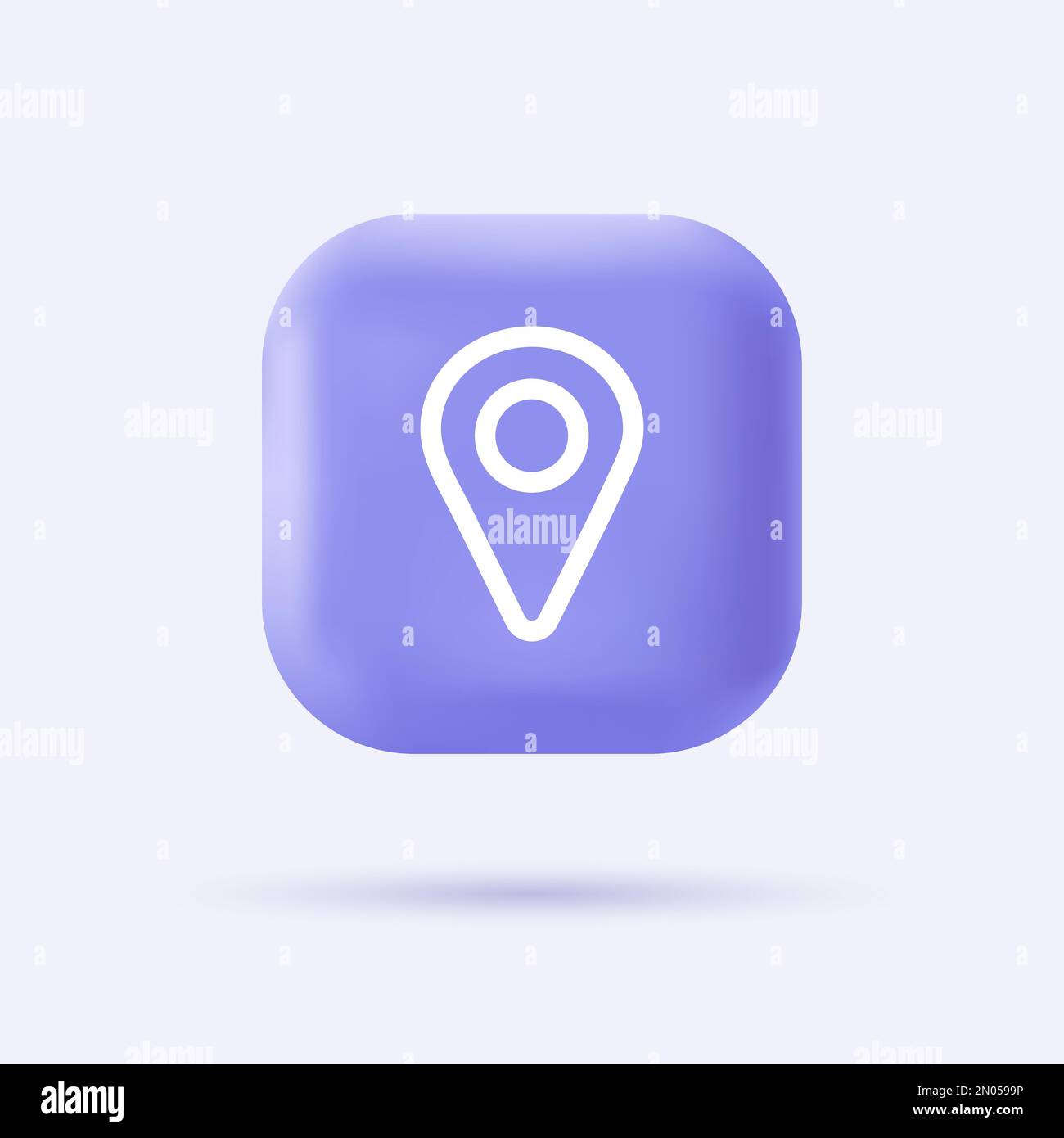 3d point location icon. Gps symbol on realistic violet button. Modern ...