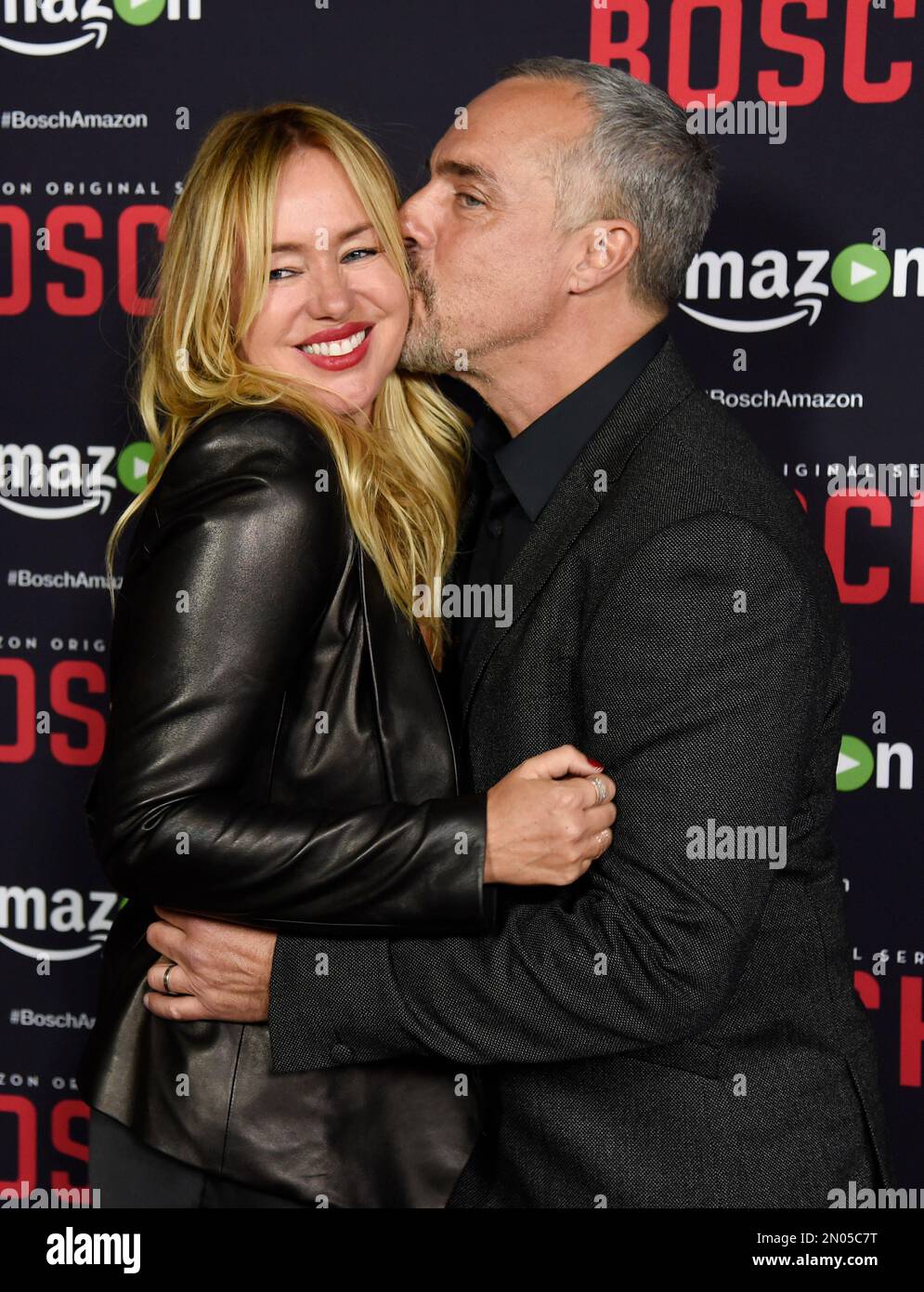 Titus Welliver, a cast member in "Bosch," poses with his wife Jose Stemkens at the season two