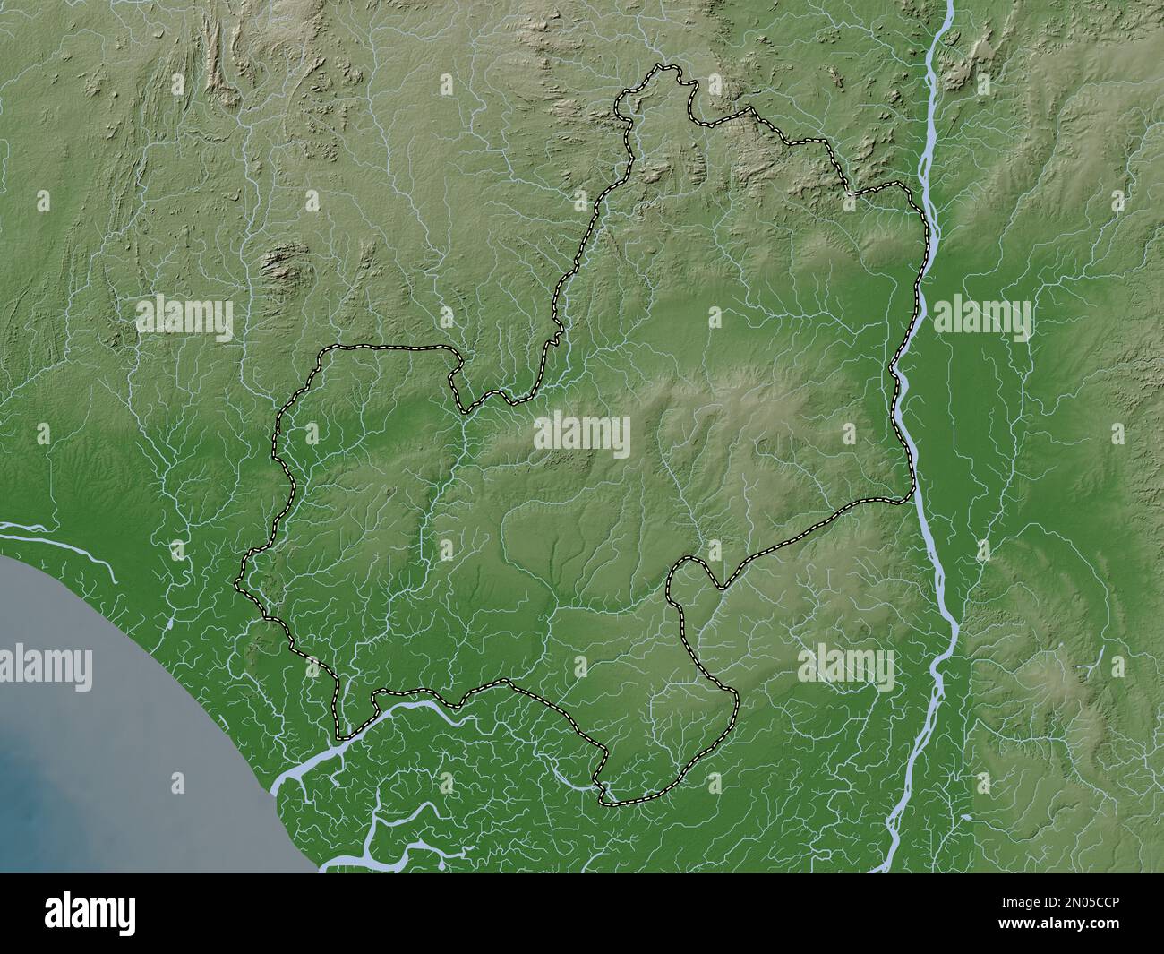 Edo, state of Nigeria. Elevation map colored in wiki style with lakes and rivers Stock Photo Alamy