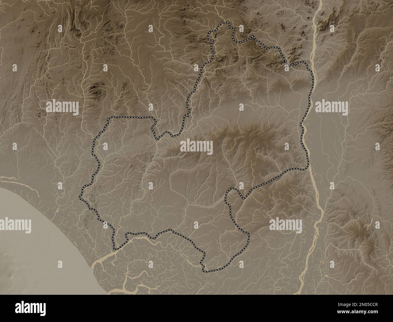Benin map zoom border sepia hi res - Edo State Of Nigeria Elevation Map Colored In Sepia Tones With Lakes And Rivers 2N05CCR