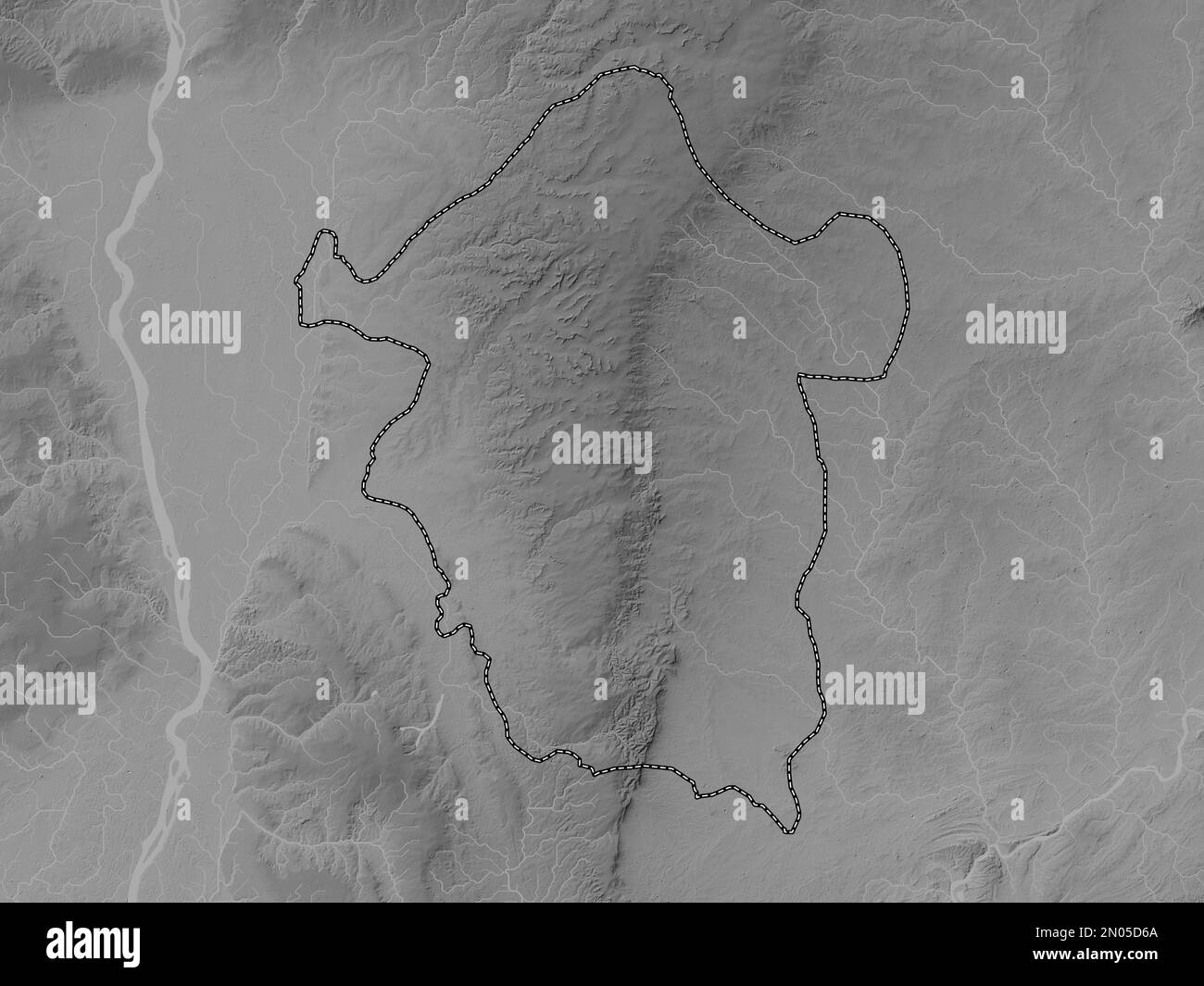 Enugu, state of Nigeria. Grayscale elevation map with lakes and rivers Stock Photo