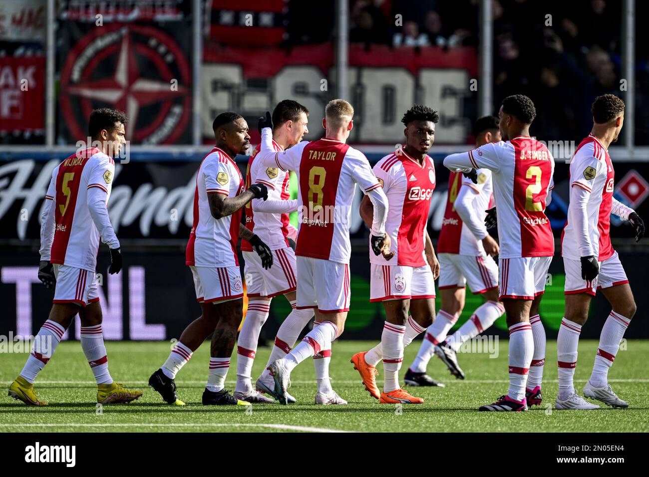 LEEUWARDEN Players of Ajax celebrate the 01 during the Dutch premier league match between SC