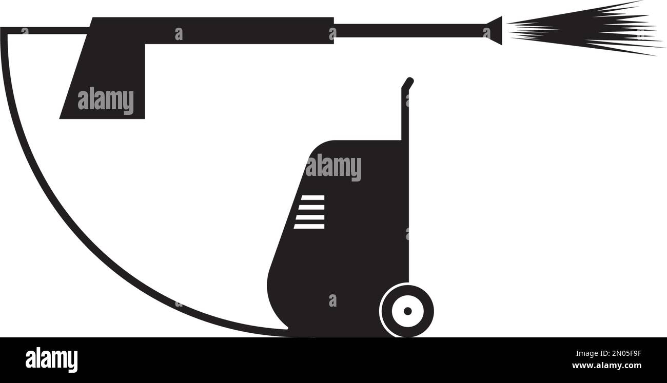 Pressure washing gun logo template. Cleaning vector design. Tools illustration Stock Vector