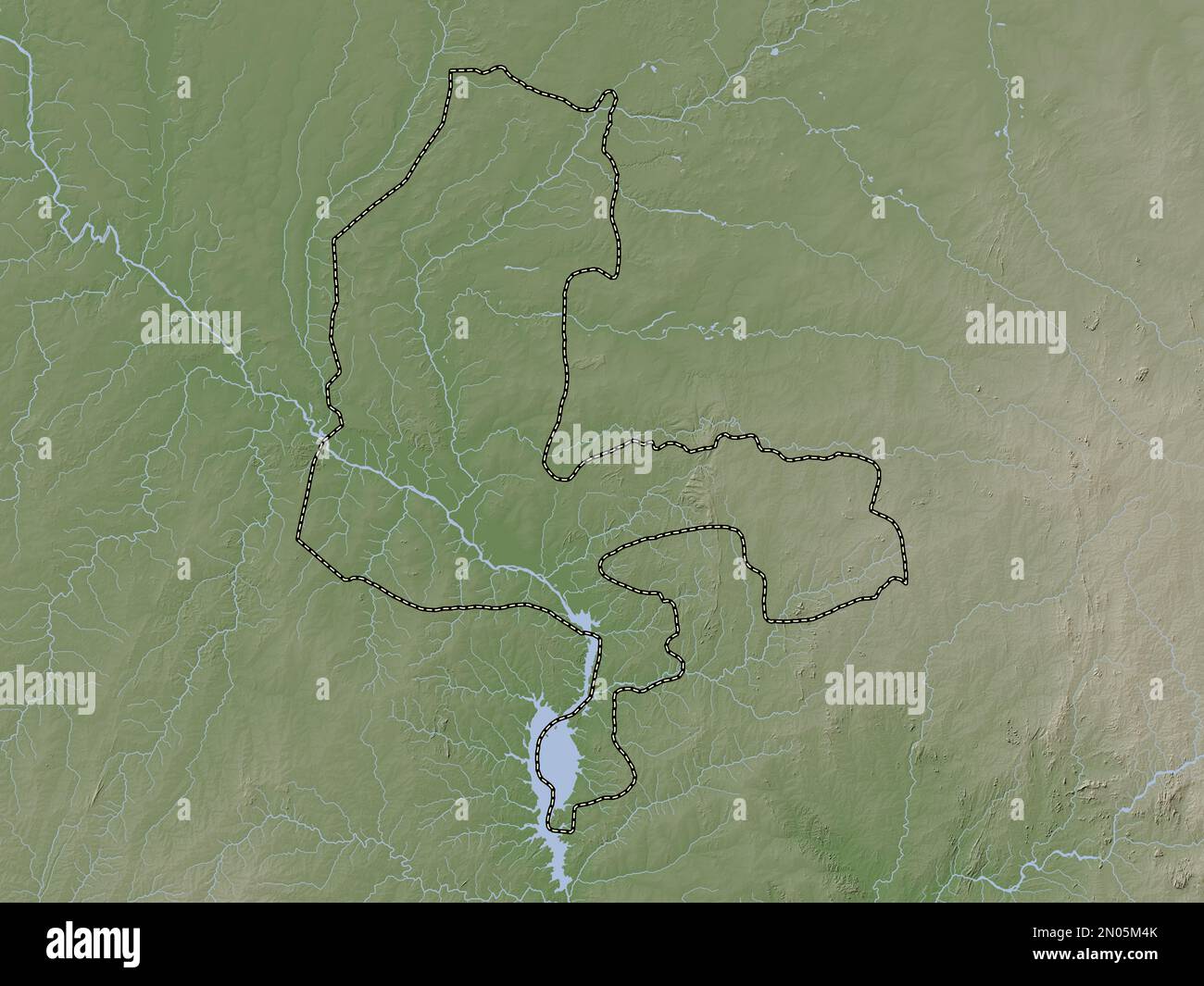 Kebbi, state of Nigeria. Elevation map colored in wiki style with lakes and rivers Stock Photo