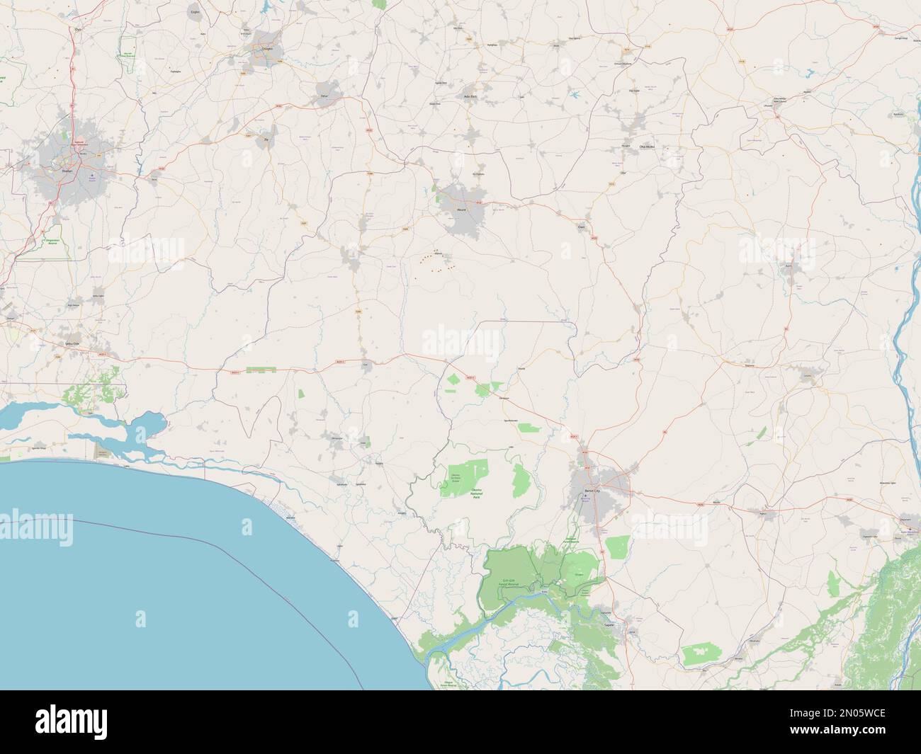 Ondo, state of Nigeria. Open Street Map Stock Photo