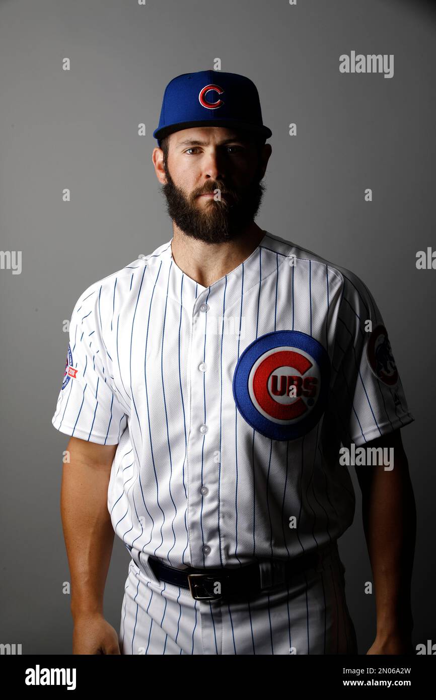 This is a 2016 photo of Jake Arrieta of the Chicago Cubs baseball team.  This image reflects the 2016 active roster as of Monday, Feb. 29, 2016 when  this image was taken. (