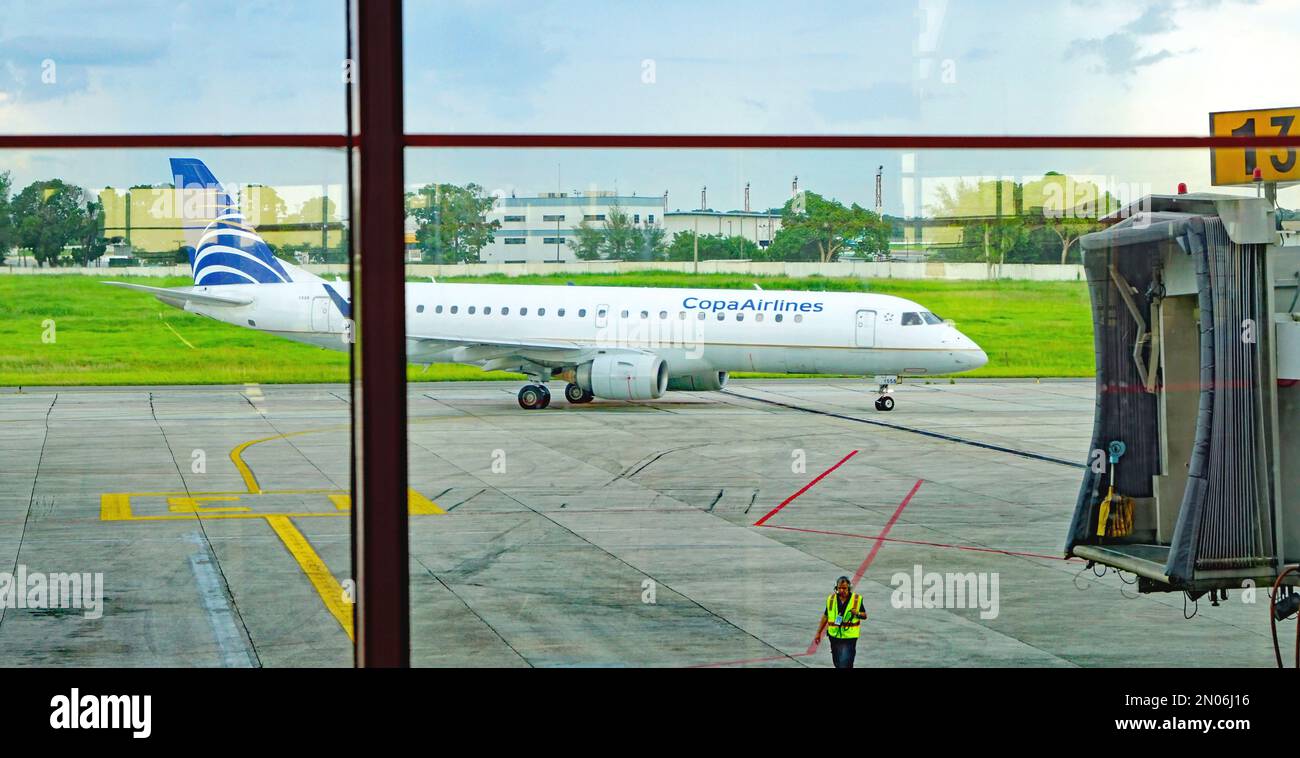 Commercial airplanes on the runways of the Jose Marti airport, Havana, Republic of Cuba