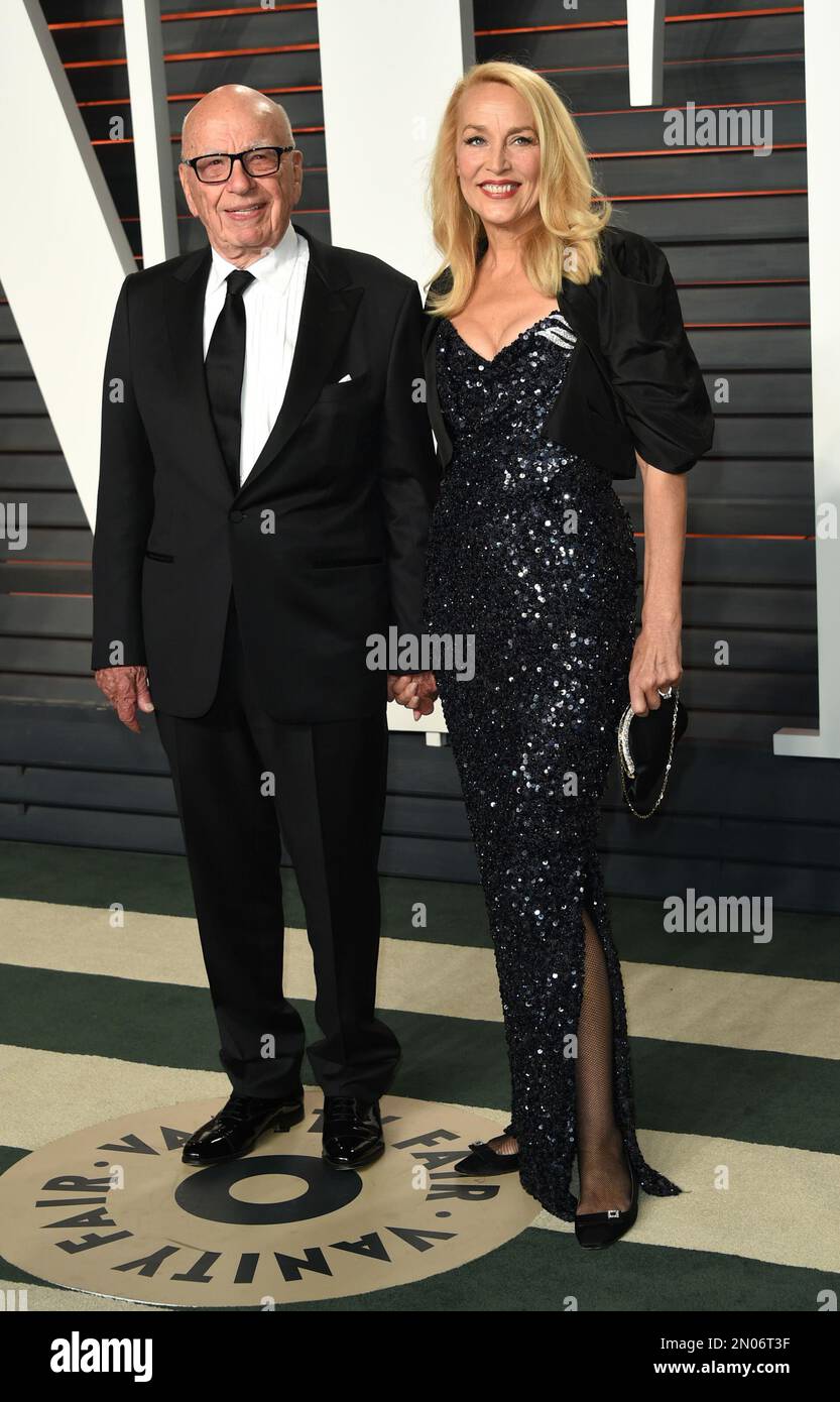 Rupert Murdoch, left, and Jerry Hall arrive at the Vanity Fair Oscar