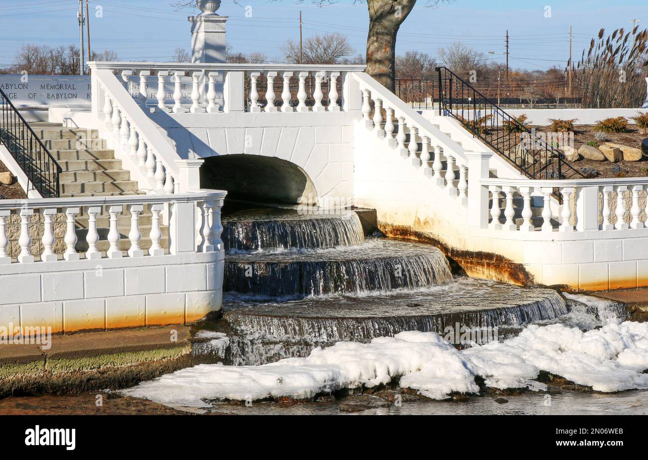 Close up of one of the three waterfalls at Argyle Lake in Bsbylon