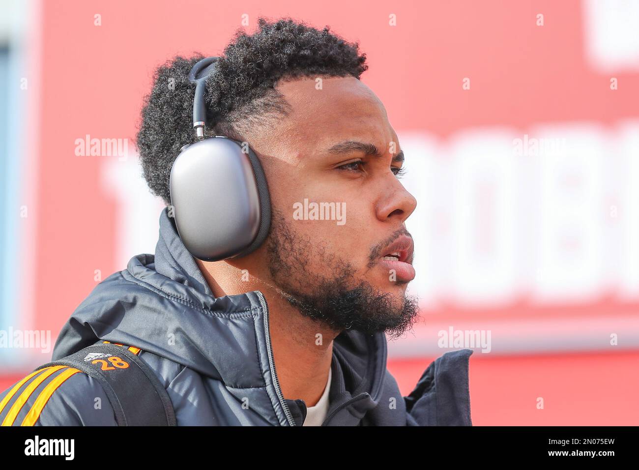 Weston McKennie 28 of Leeds United arrives ahead of the Premier League match Nottingham Forest