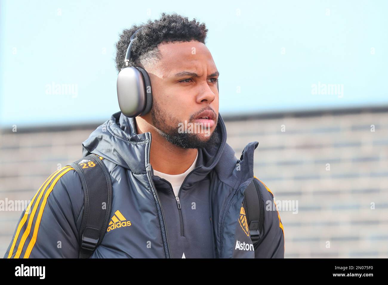 Weston McKennie 28 of Leeds United arrives ahead of the Premier League match Nottingham Forest
