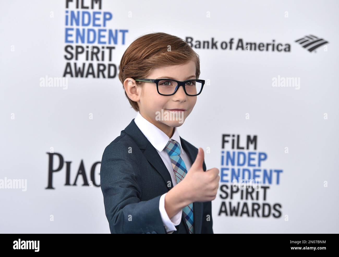 Jacob Tremblay arrives at the Film Independent Spirit Awards on Saturday,  Feb. 27, 2016, in Santa Monica, Calif. (Photo by Jordan Strauss/Invision/AP  Stock Photo - Alamy
