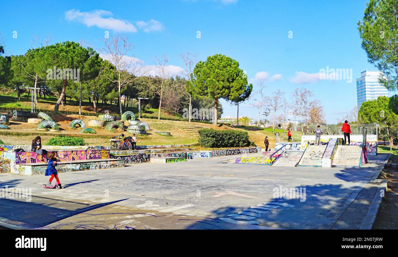 Skate rink in the Parc de Catalunya de Sabadell, Barcelona, Spain, Europe Stock Photo