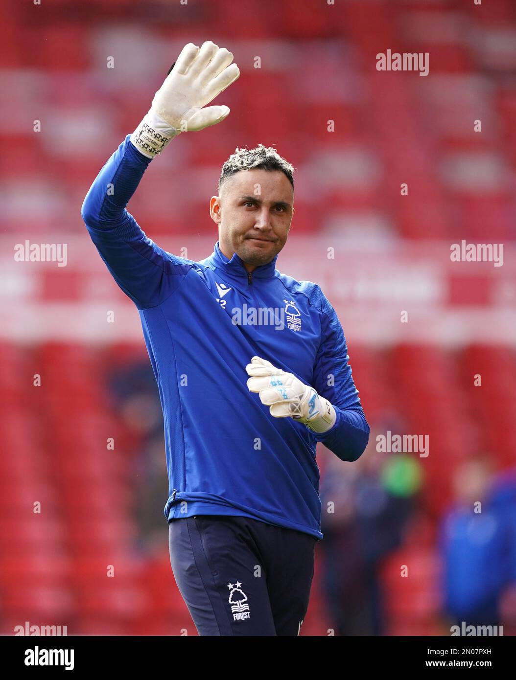 Nottingham Forest goalkeeper Keylor Navas warms up prior to the Premier ...