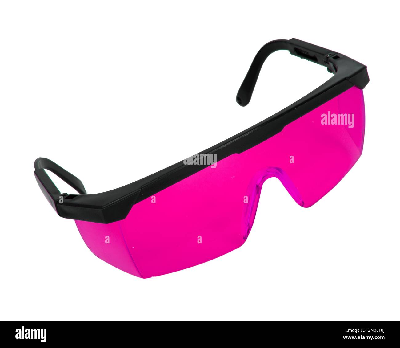 Fashionable glasses with pink UV lenses. Isolated on white. Sunglasses