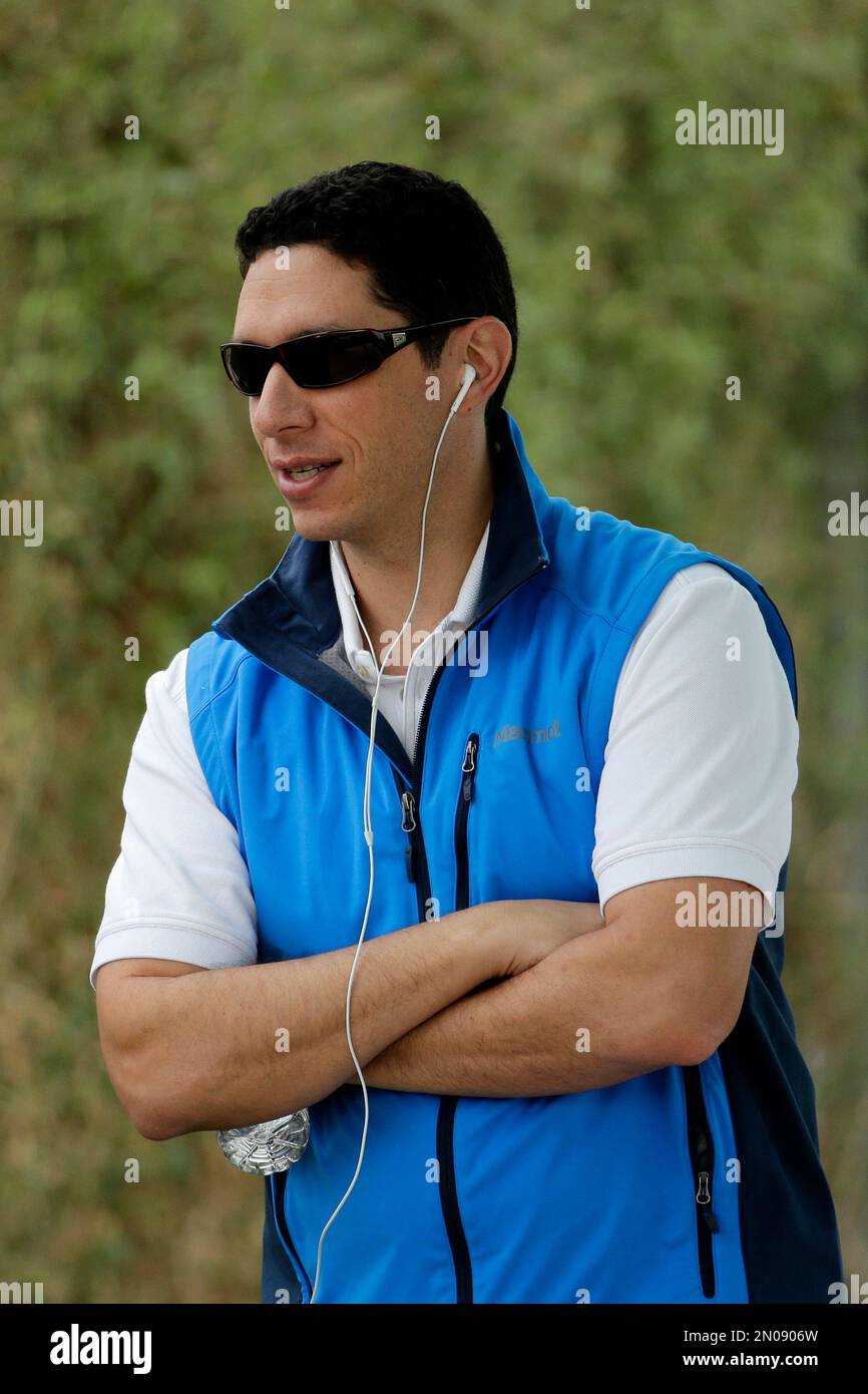 Texas Rangers general manager Jon Daniels watches during spring