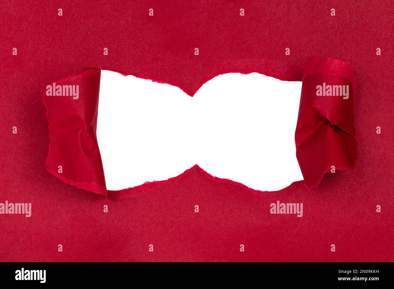 Red torn sheet of paper with whole space for text Stock Photo