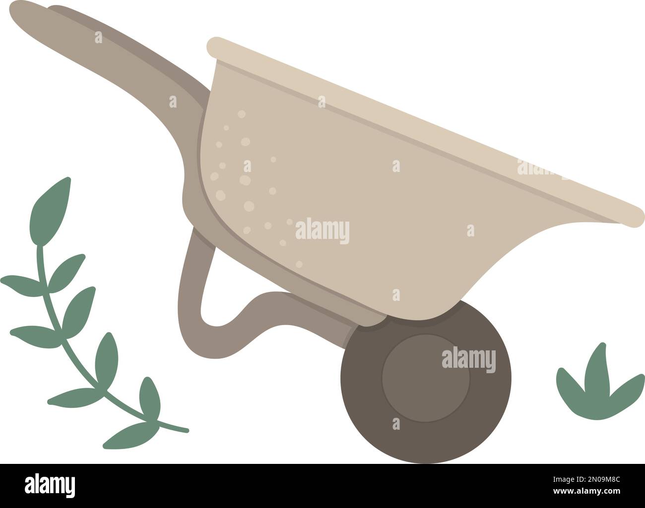 Vector wheel barrow isolated on white background. Flat spring garden