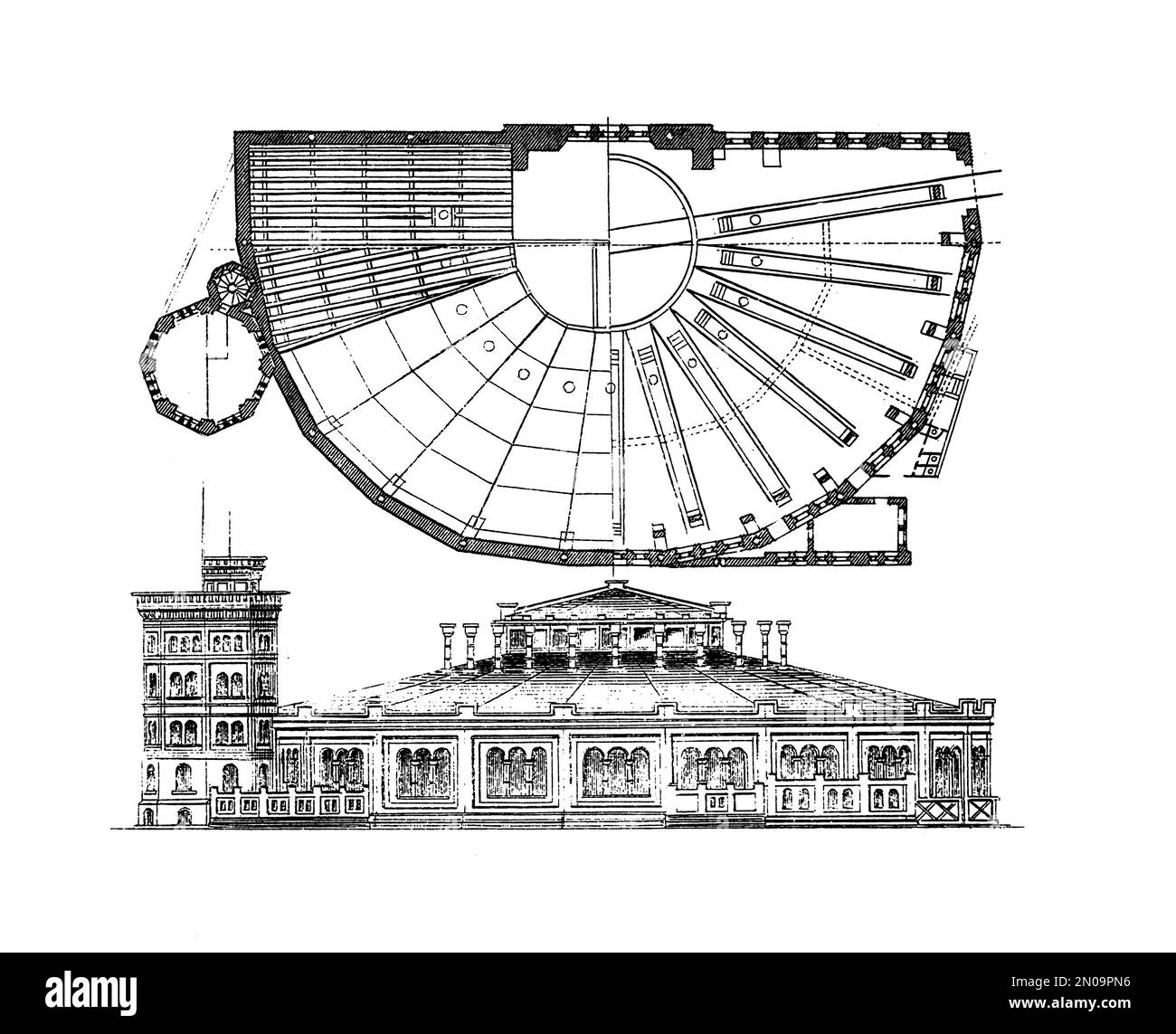 Railroad roundhouse Black and White Stock Photos & Images Alamy