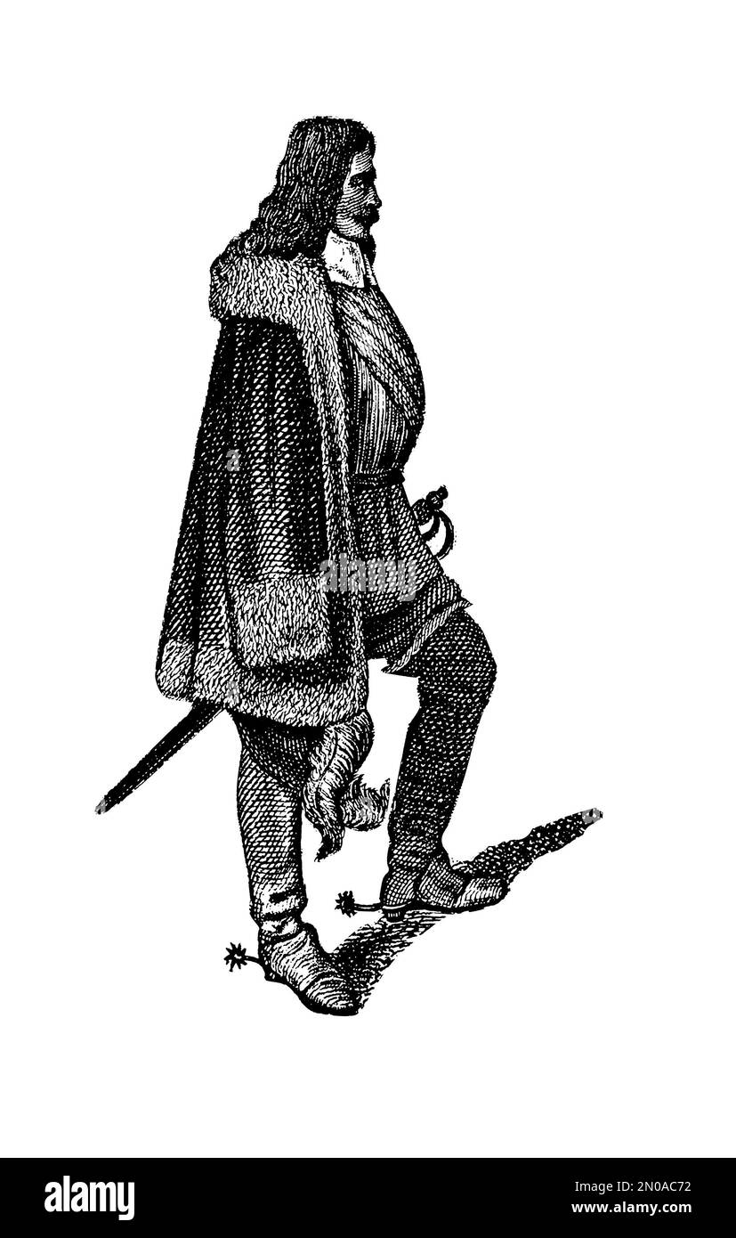 Antique 19th-century illustration depicting Lennart Torstenson in the Thirty Years' War, which took place from 1618 to 1648. Engraving published in Sy Stock Photo