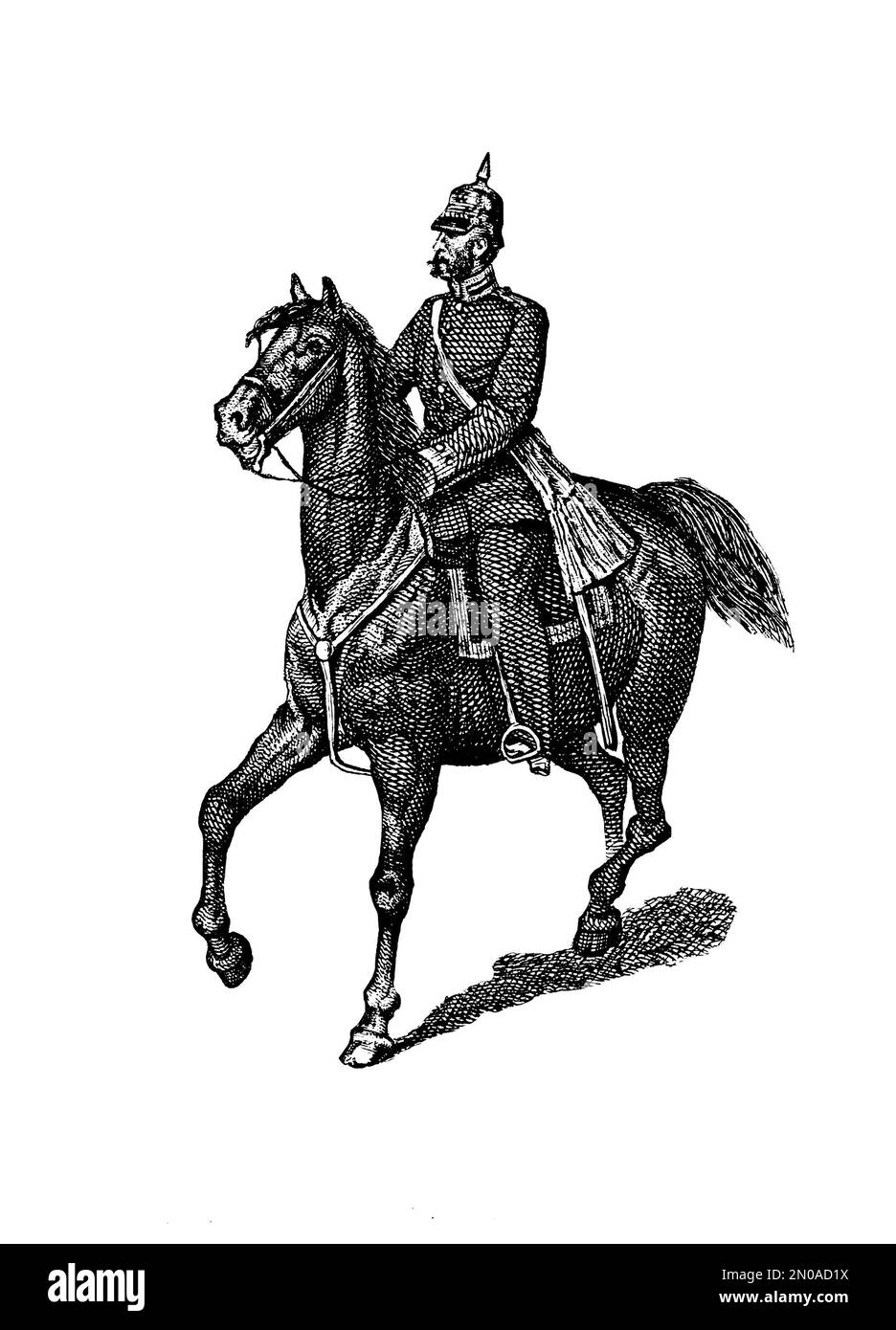19th-century engraving of Prussian troop in XVIII-XIX century. Illustration published in Systematischer Bilder Atlas - Kriegwesen und Seewesen, Ikonog Stock Photo