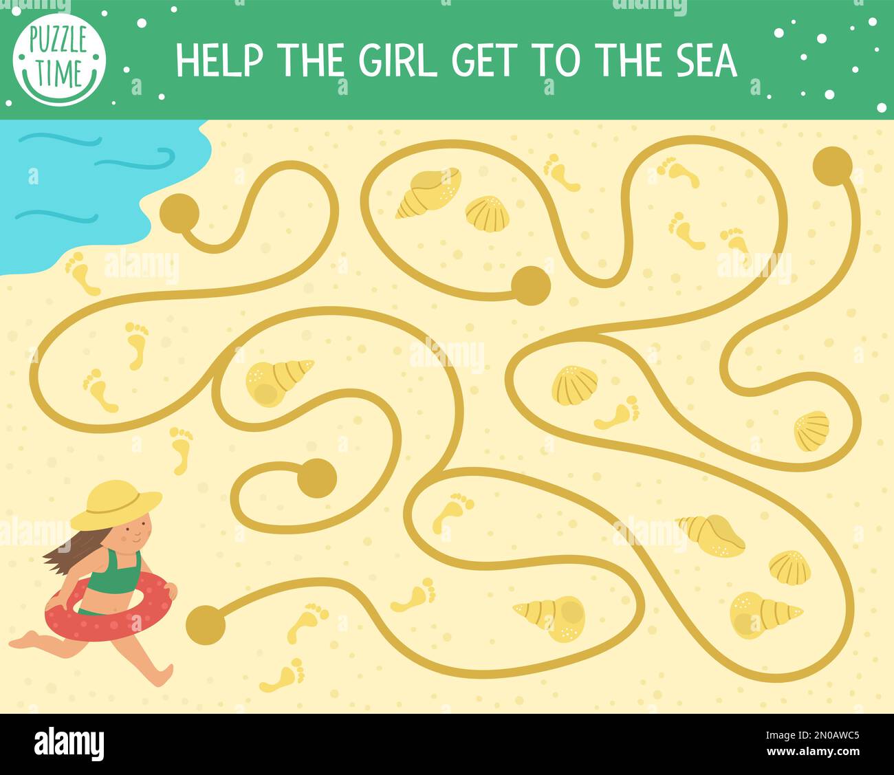 Summer maze for children preschool beach holidays activity funny