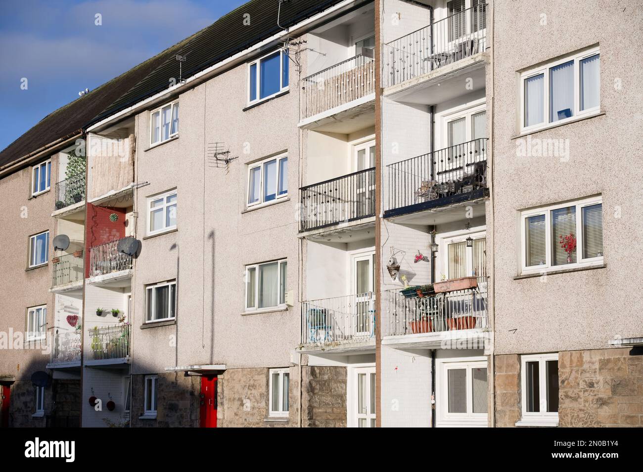 Council flats in poor housing estate with many social welfare issues in