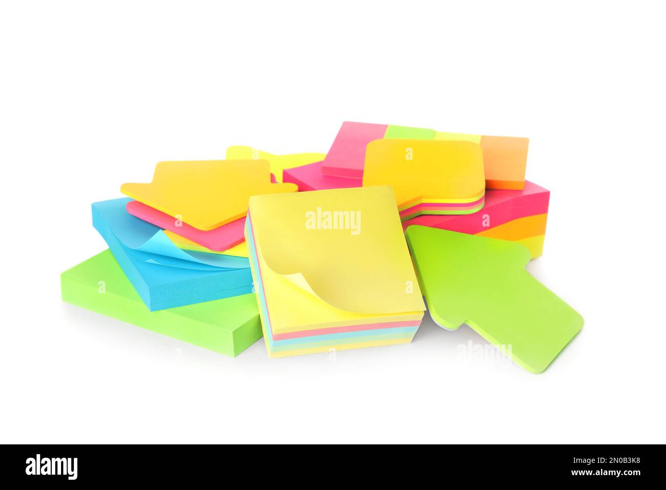 Different colorful sticky notes in pile on white Vector Image