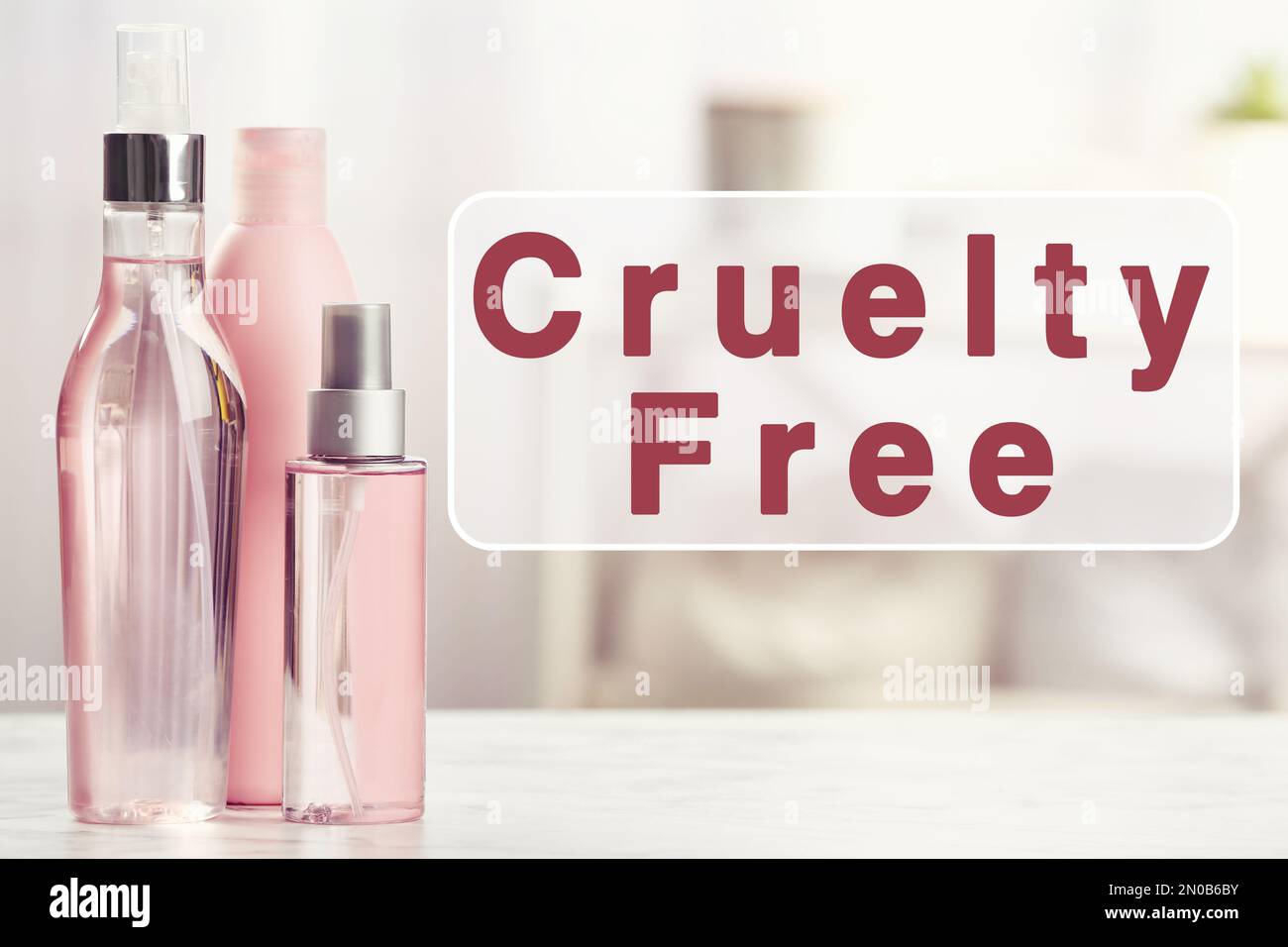 Cruelty free concept. Personal care products not tested on animals in