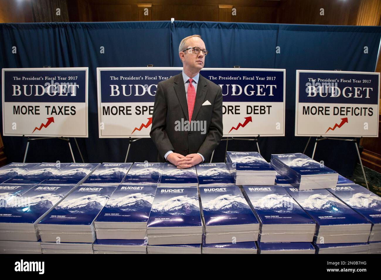 Copies of President Barack Obama's fiscal 2017 federal budget are