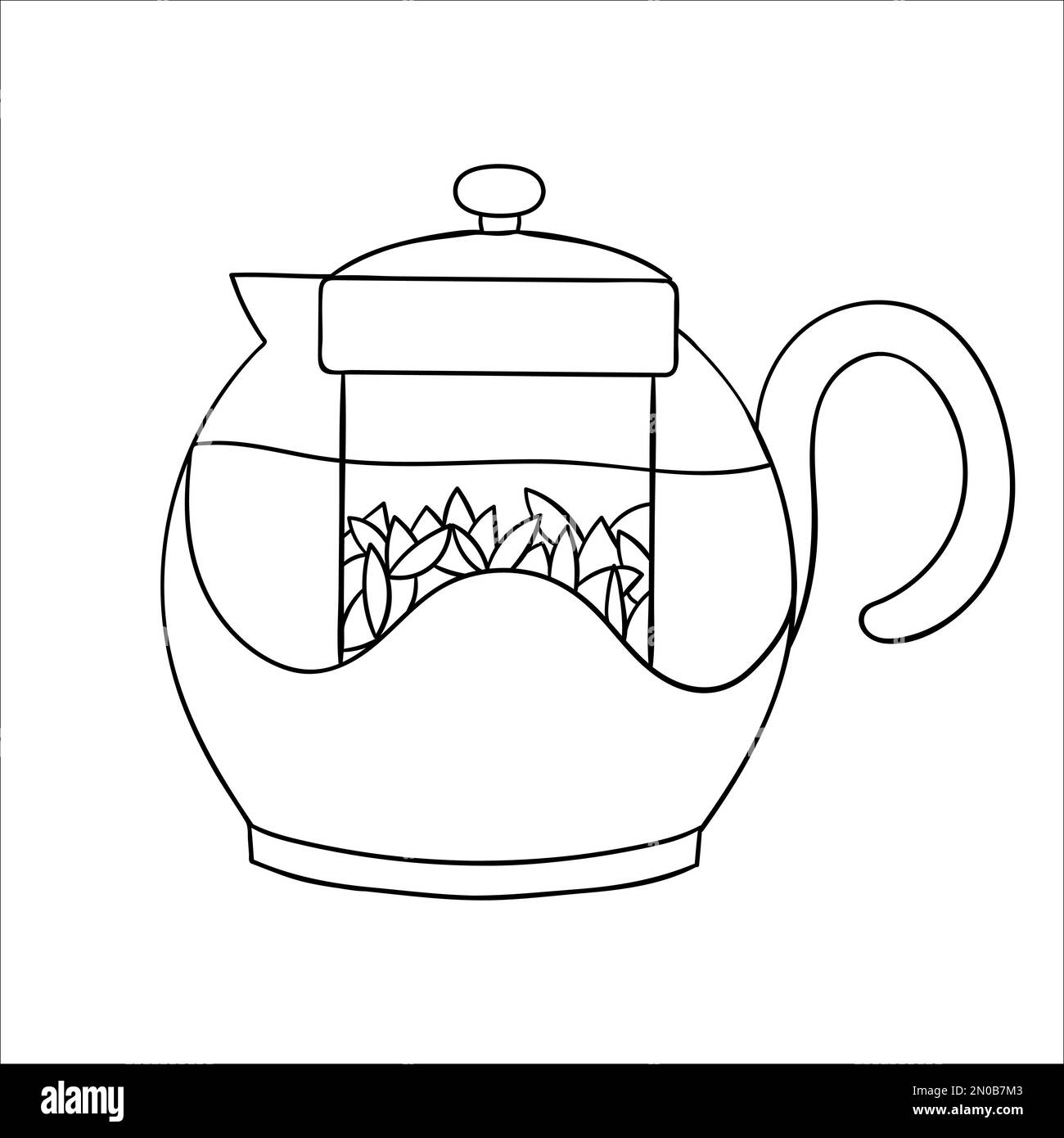 Black and white vector illustration of tea kettle Stock Vector