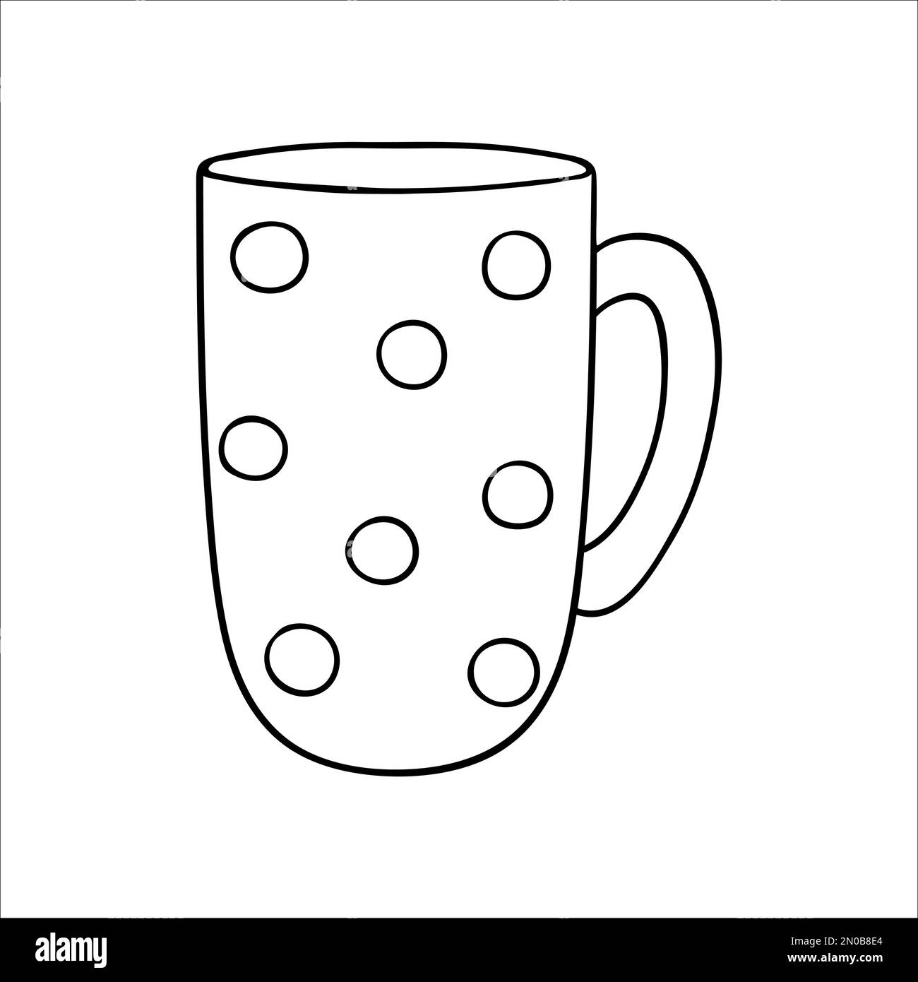 Coffee mug line icon. Black and whitetea cup vector illustration