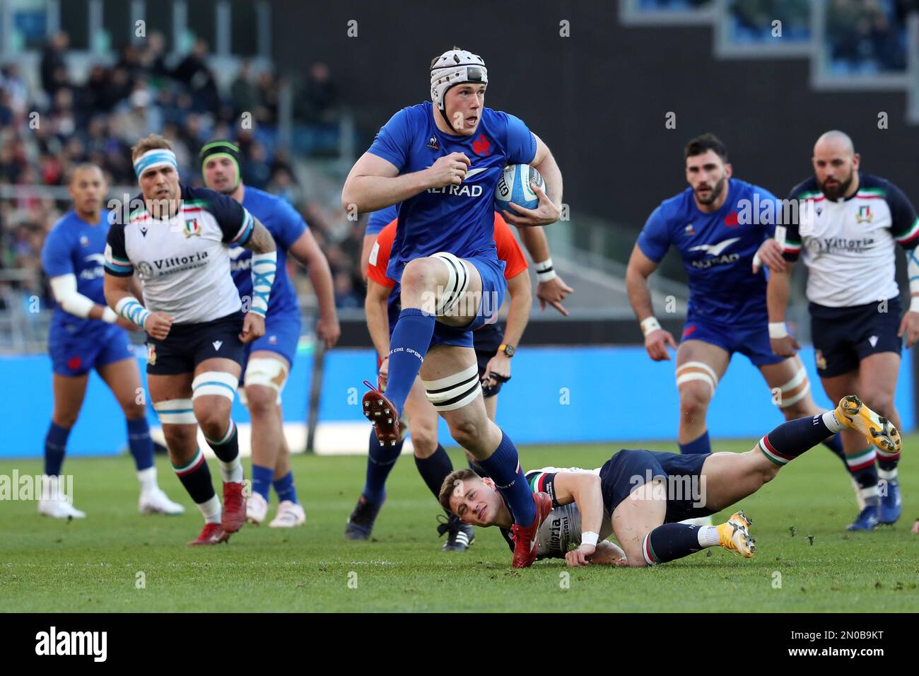 Rome, Italy 05.02.2023 THIBAUD FLAMENT (FRA) score a try during the