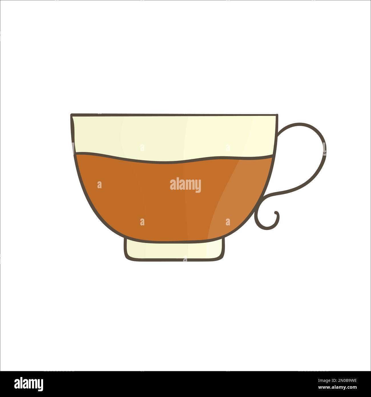 Teacup icon. Colored tea cup vector illustration. Linear art mug