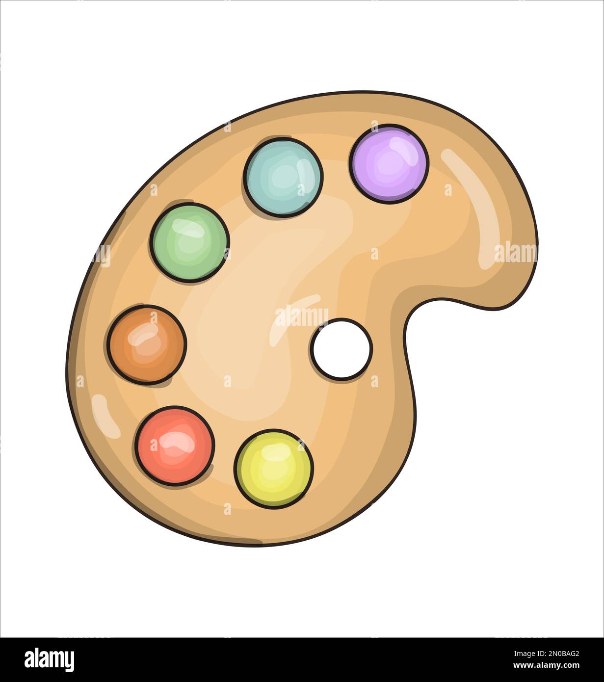 Painting Palette With Paintbrush Icon In Cartoon Style Isolated On