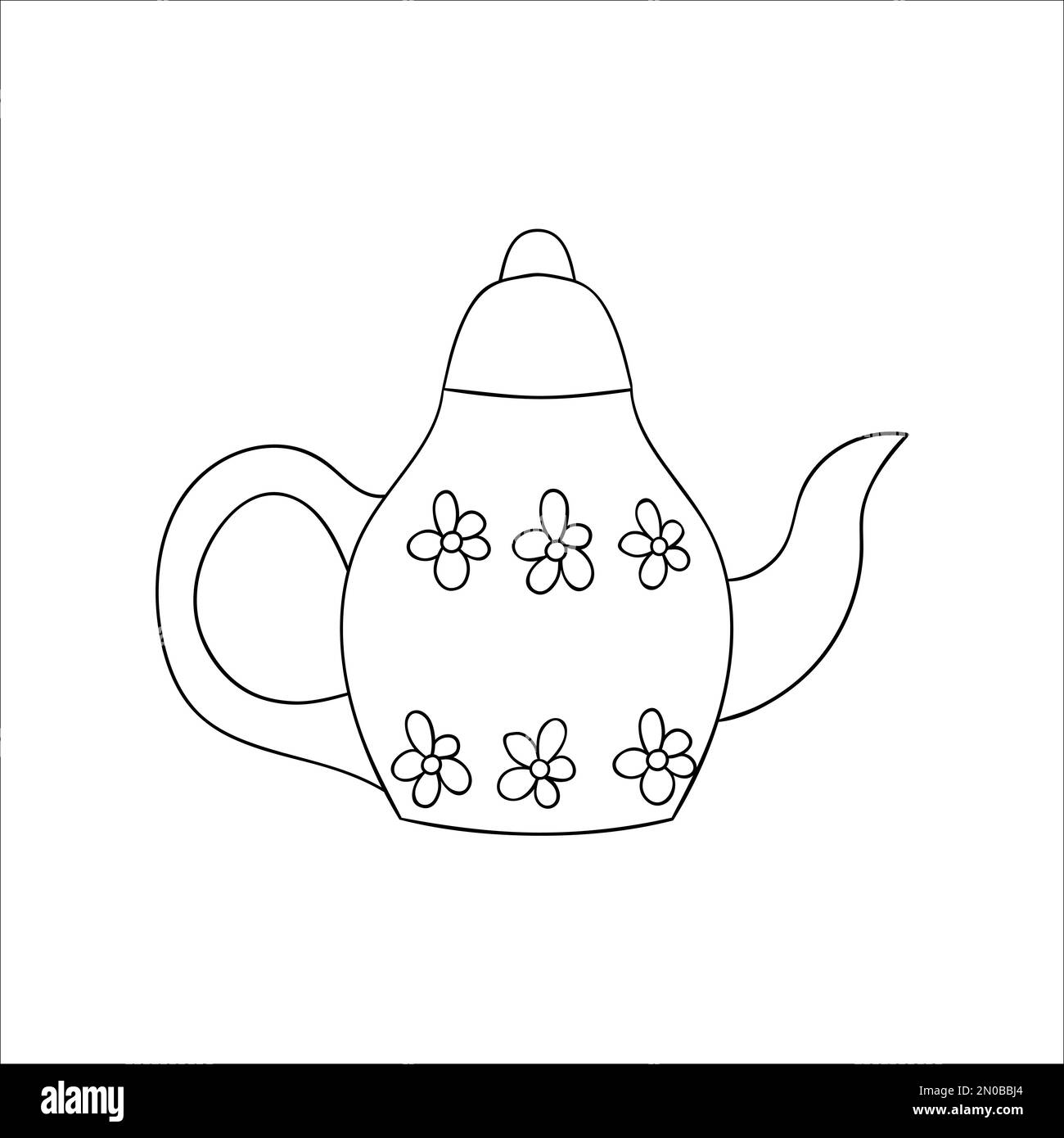 Teapot line icon. Black and white teapot vector illustration. Linear