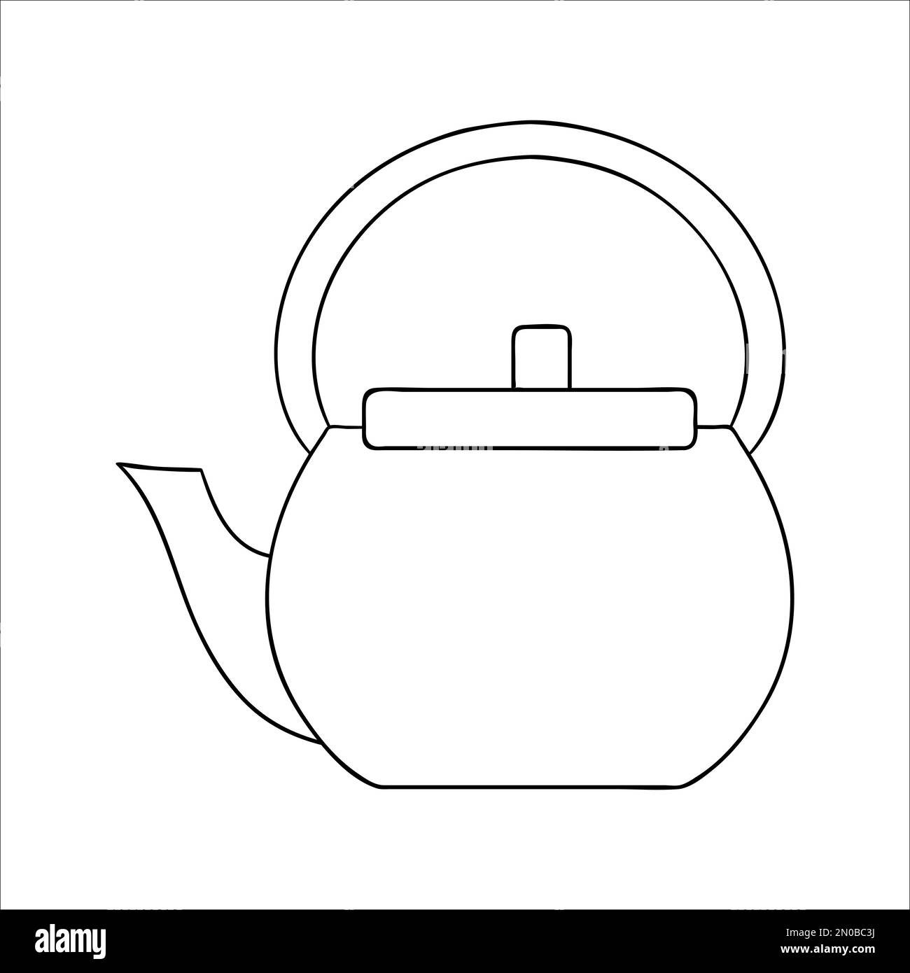 Teapot line icon. Black and white teapot vector illustration. Linear