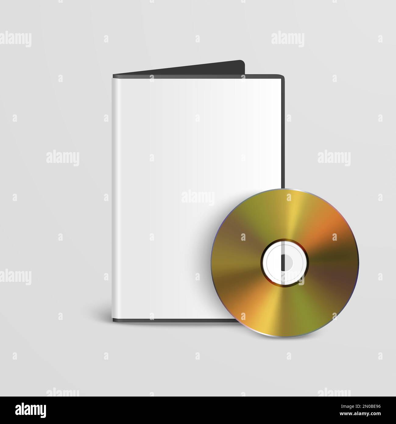 Vector Realistic Yellow CD, DVD with Rectangular Box, Cover, Envelope, CD Case Closeup. CD Packaging Design for Mockup. Golden Compact Disk, Front Stock Vector