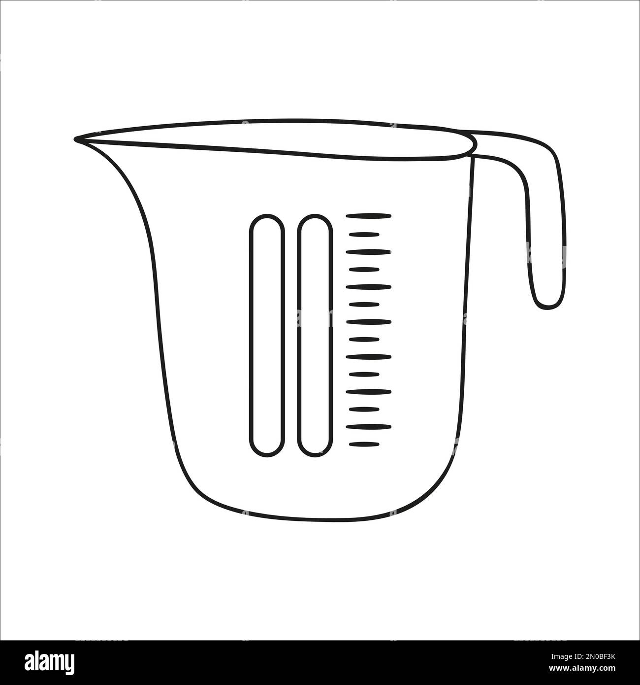 Vector black and white measuring cup. Kitchen tool icon isolated on