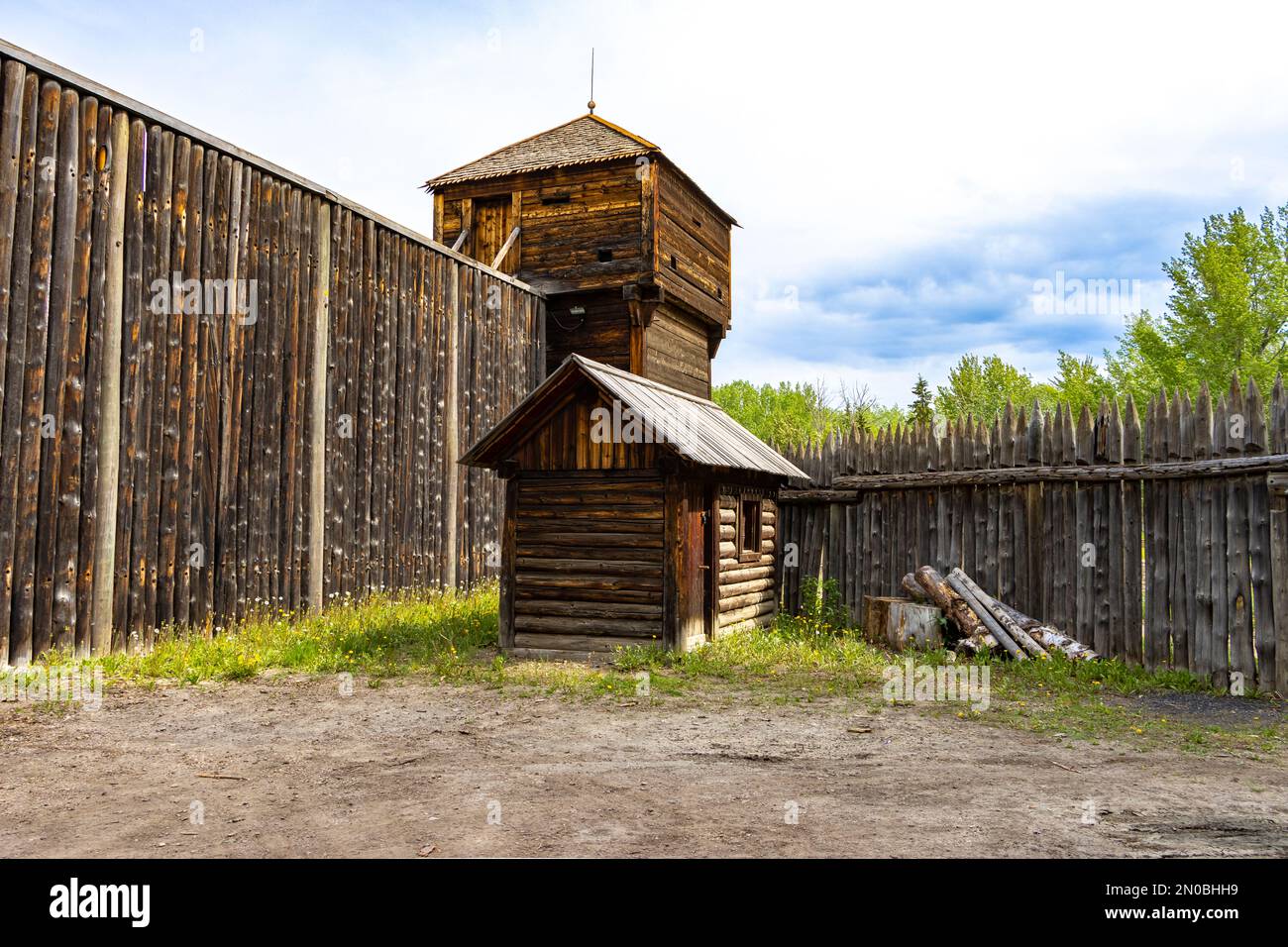 1800s historical fort wooden building Stock Photo