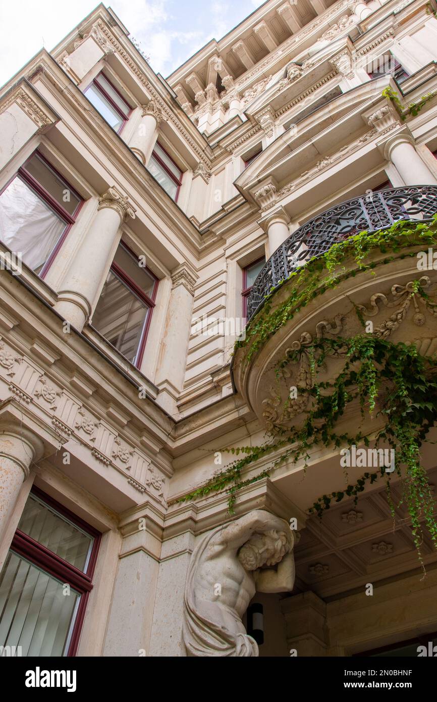 Historic facade of a house in Leipzig, Germany Stock Photo Alamy