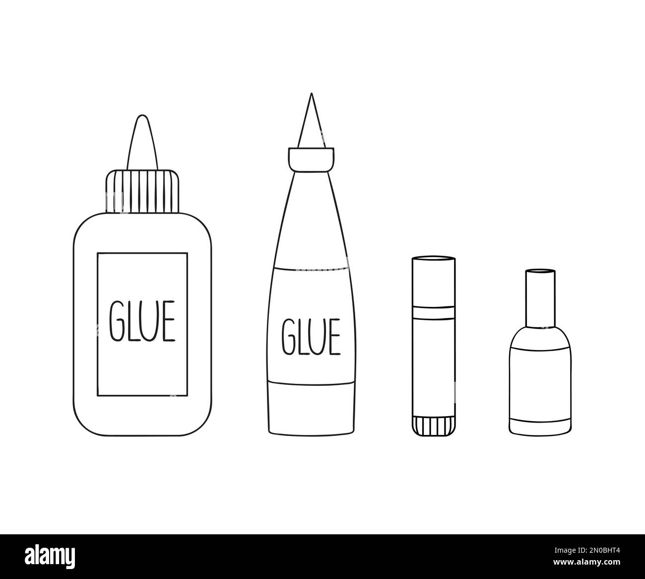 Set of glue line icons. Vector colored stationery, writing materials
