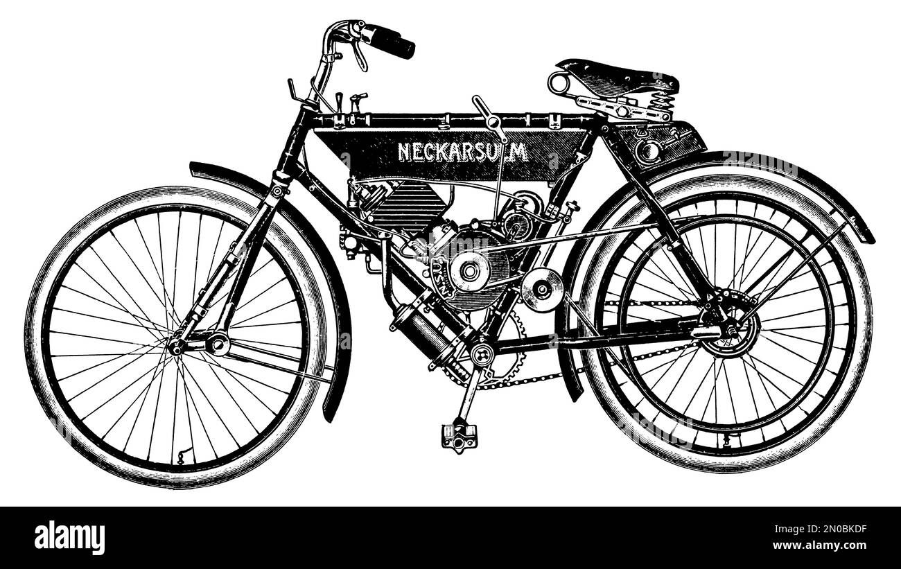 19th-century engraving of Karl Drais’s draisine bicycle from Systematischer Bilder-Atlas zum Conversations-Lexikon (Brockhaus Leipzig, 1844). Stock Photo