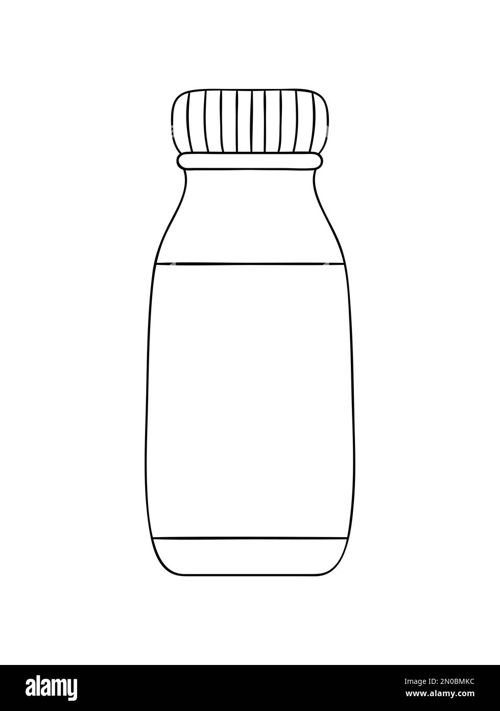 Vector line yoghurt pack icon. Hand drawn organic fresh dairy product ...