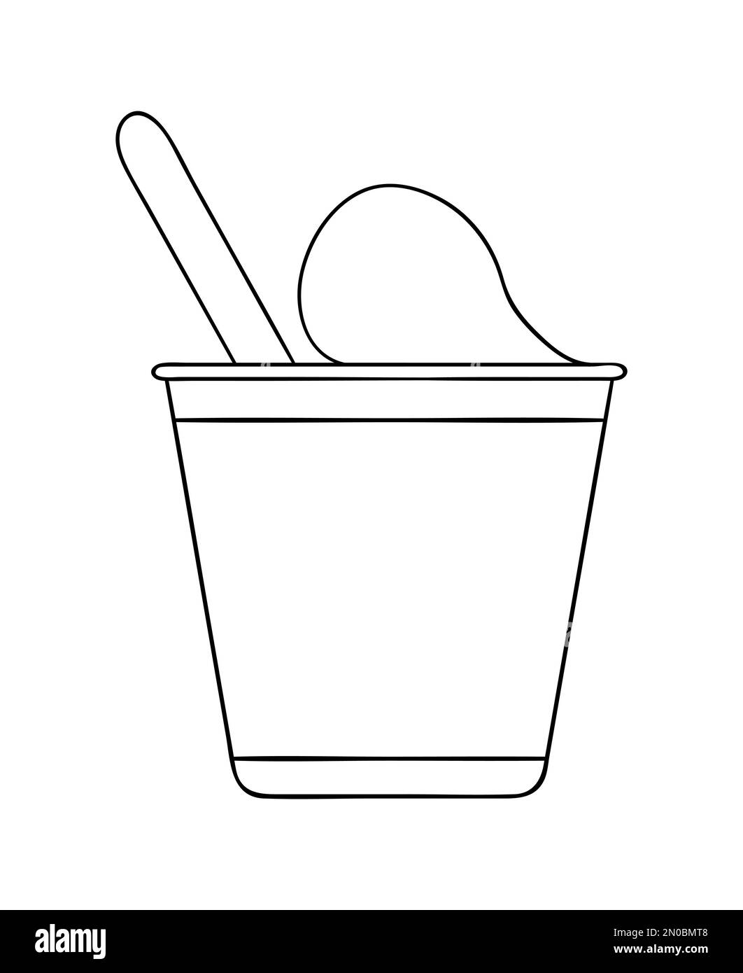 Vector line yoghurt pack icon. Hand drawn organic fresh dairy product