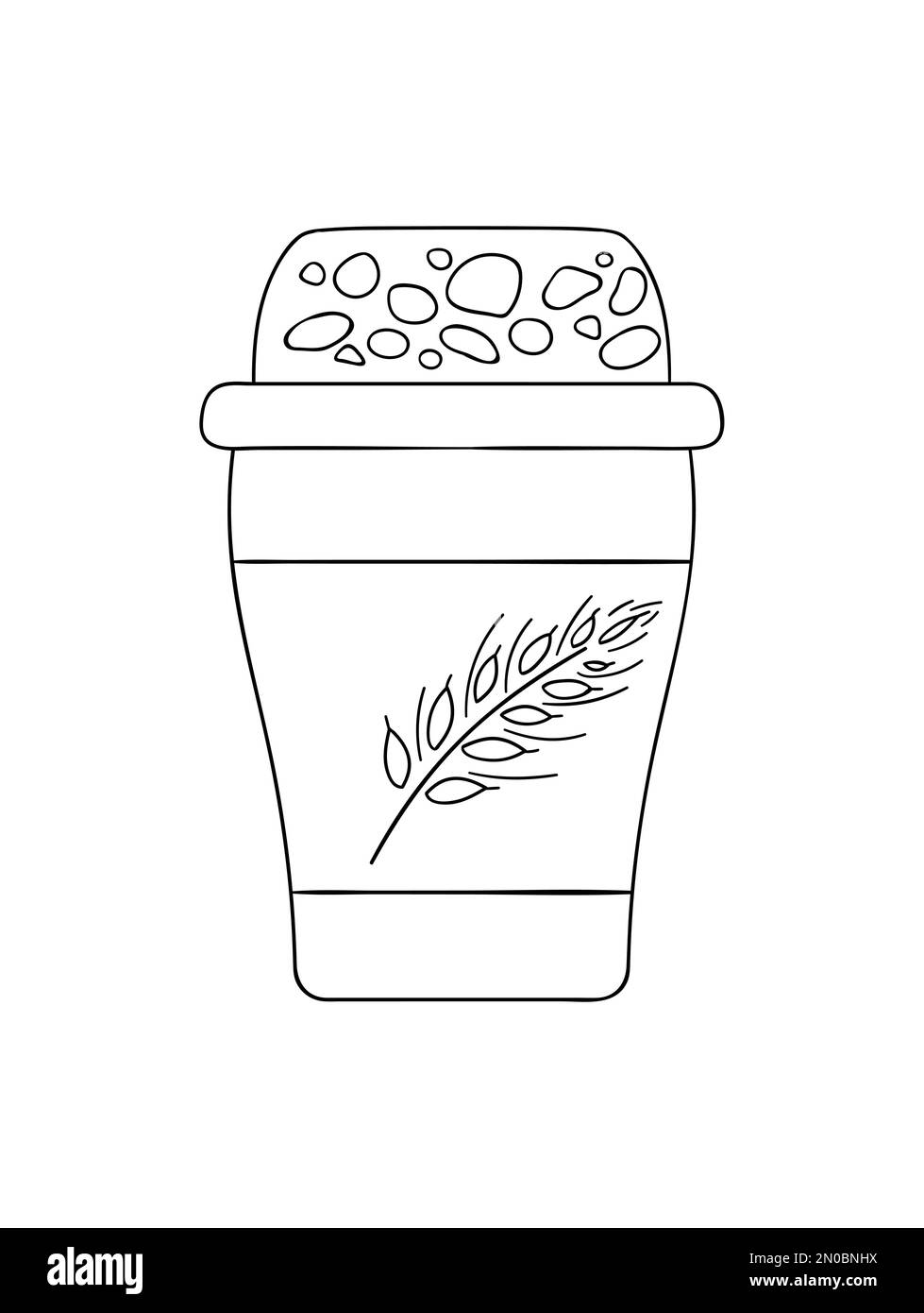 Vector line yoghurt pack icon. Hand drawn organic fresh dairy product