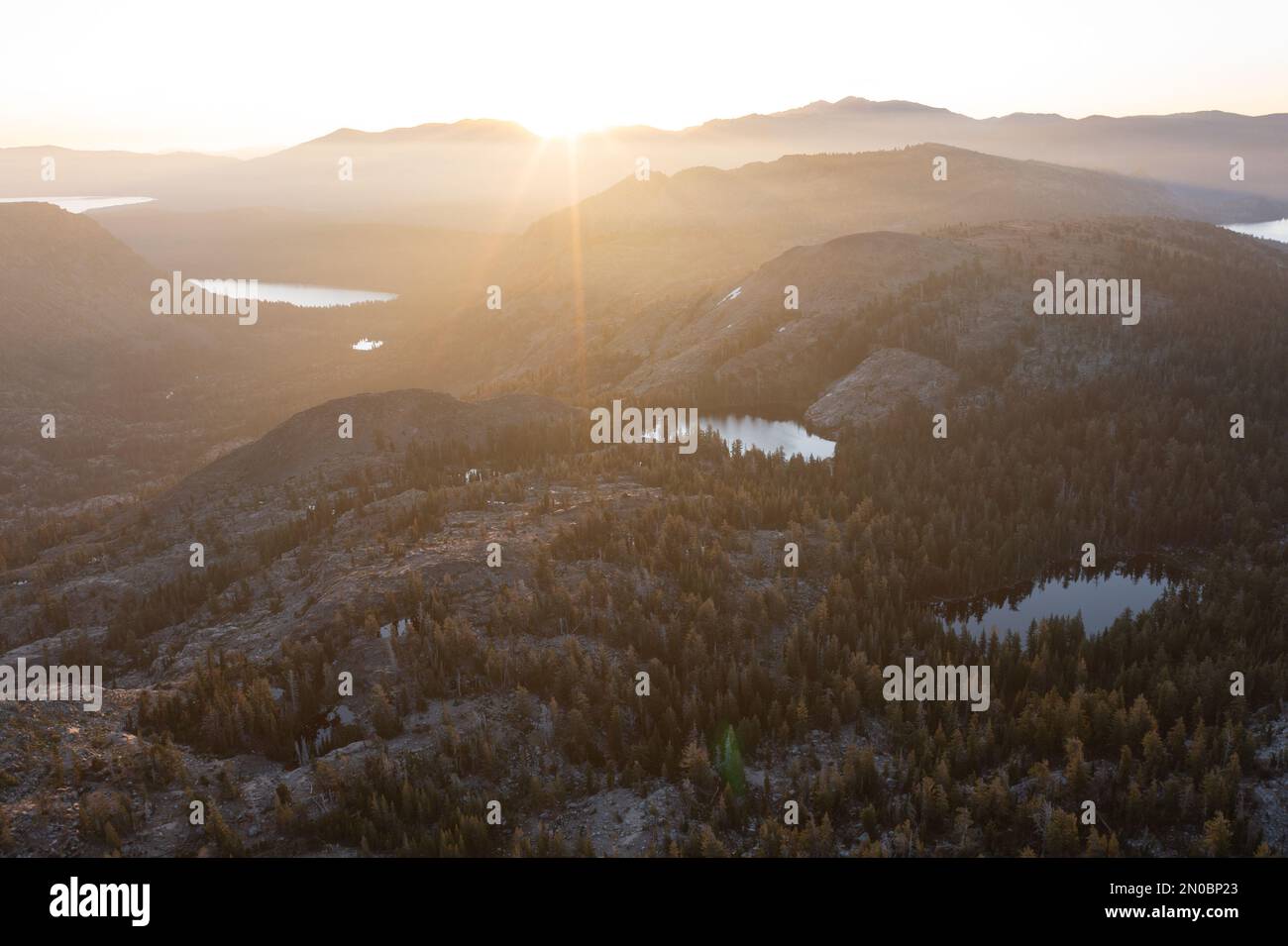 Sunrise illuminates the Desolation Wilderness, a federally protected