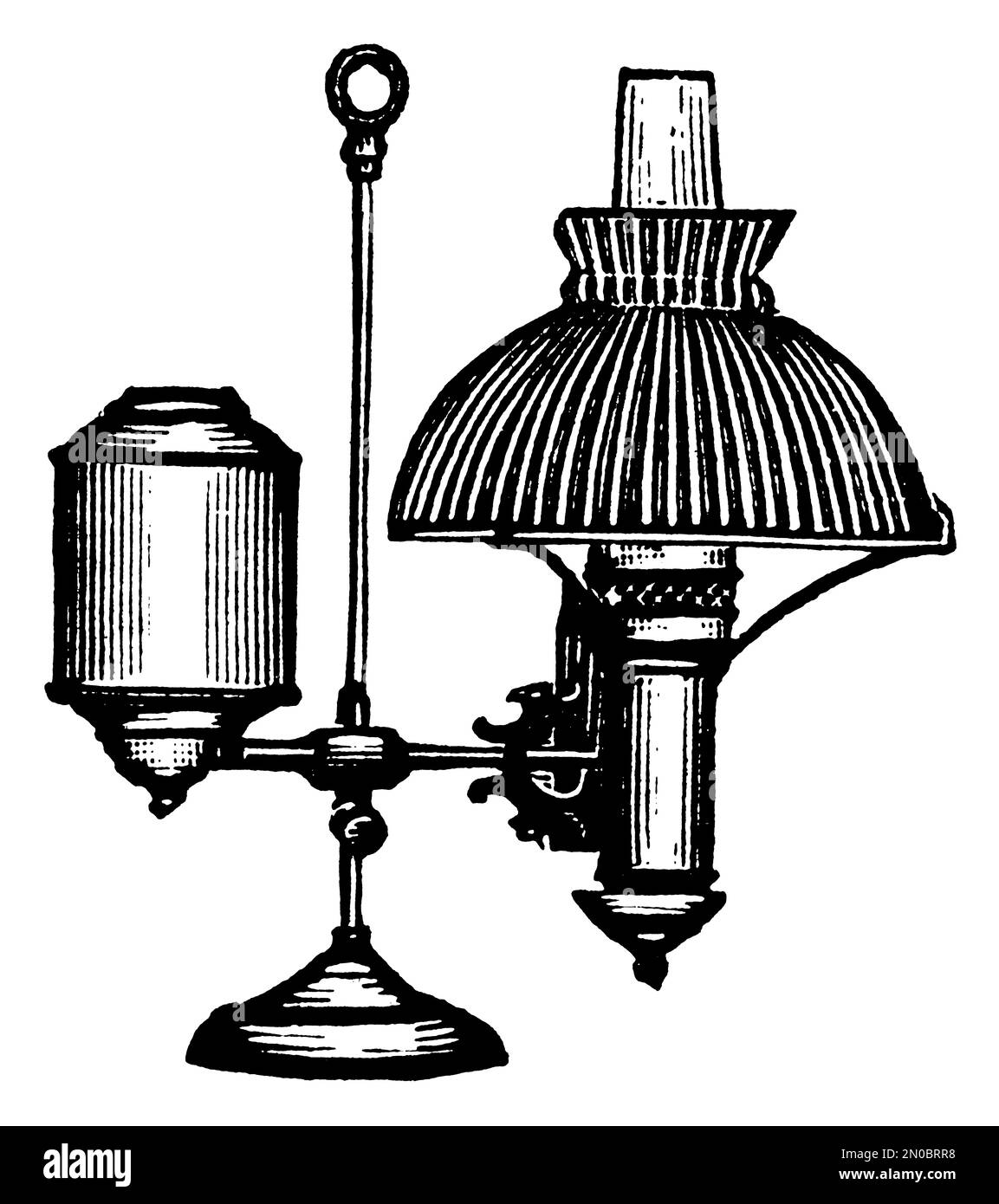 Antique 19thcentury engraving of a gas lamp (isolated on white