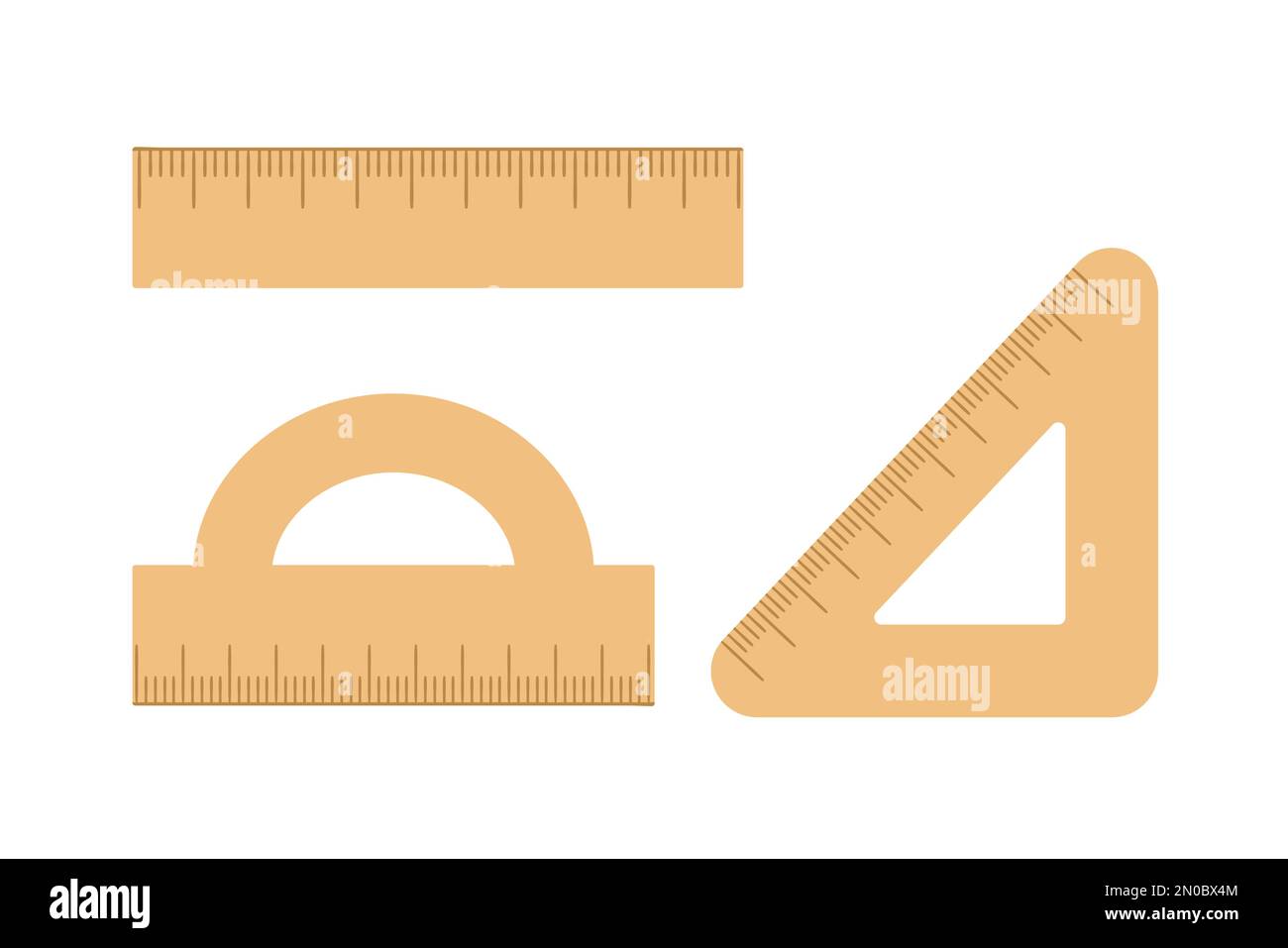 Vector set of rulers. Back to school educational clipart. Cute flat style measuring tools illustration. Stock Vector